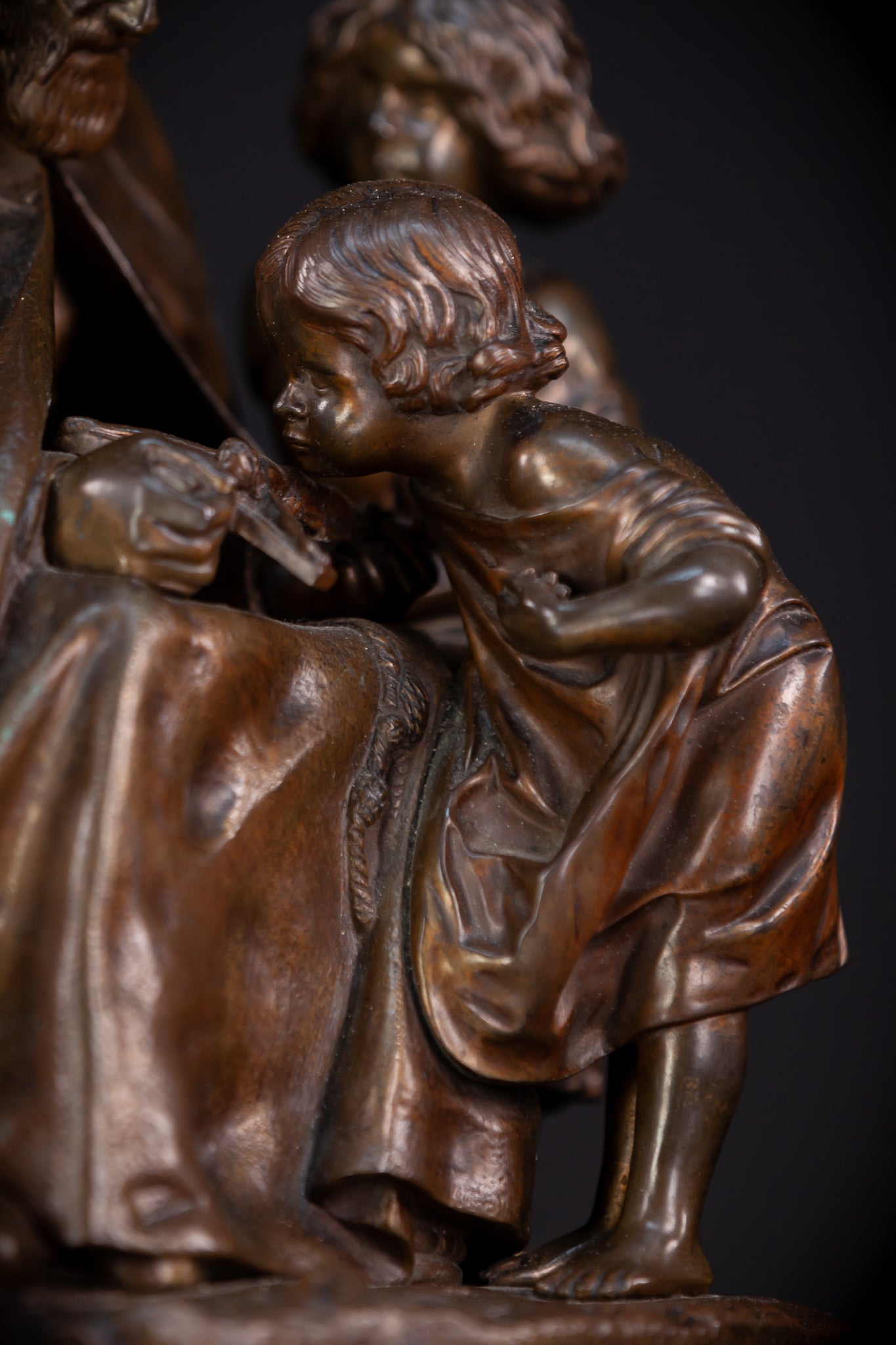 St Benedict with Children Bronze Sculpture | 11"