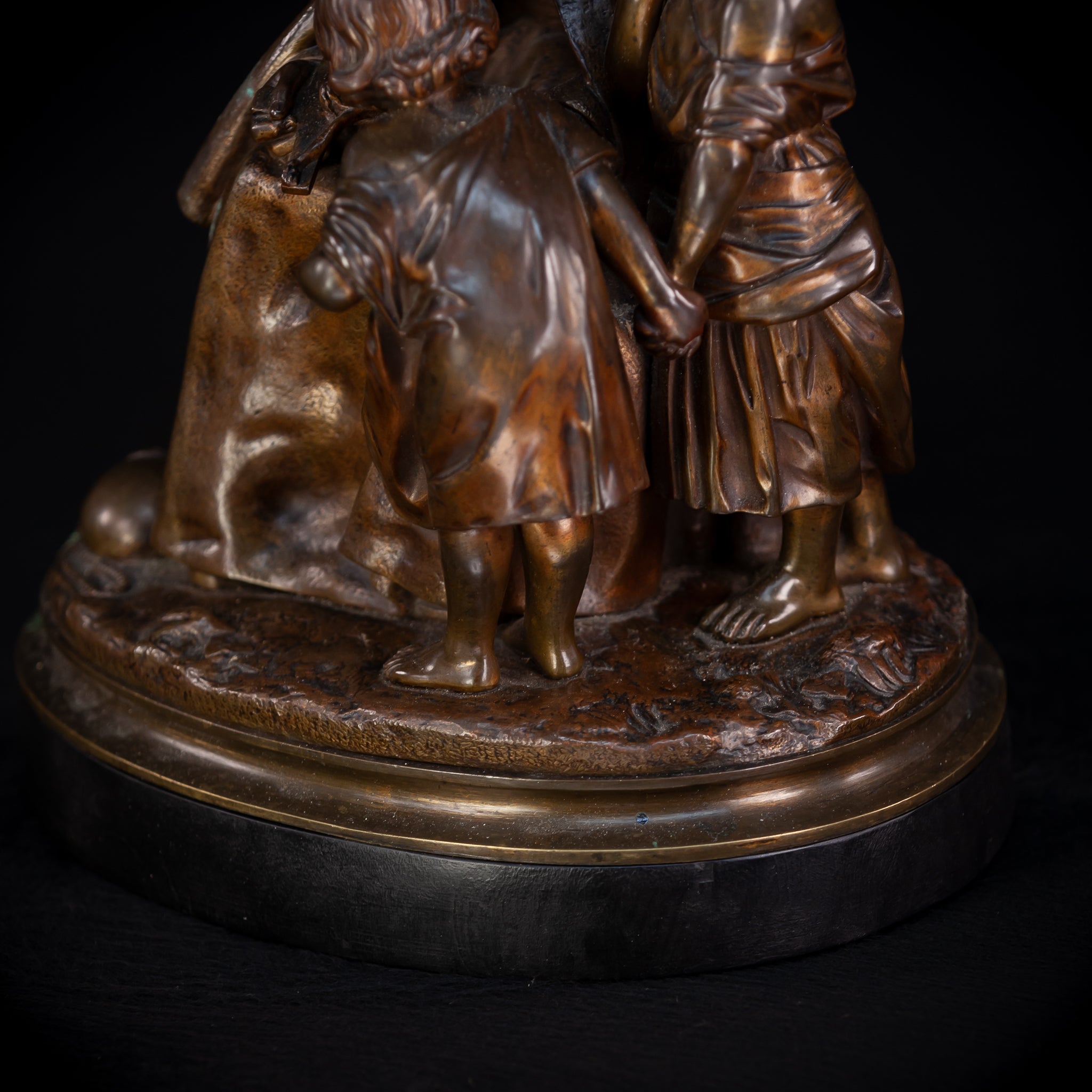 St Benedict with Children Bronze Sculpture | 11"
