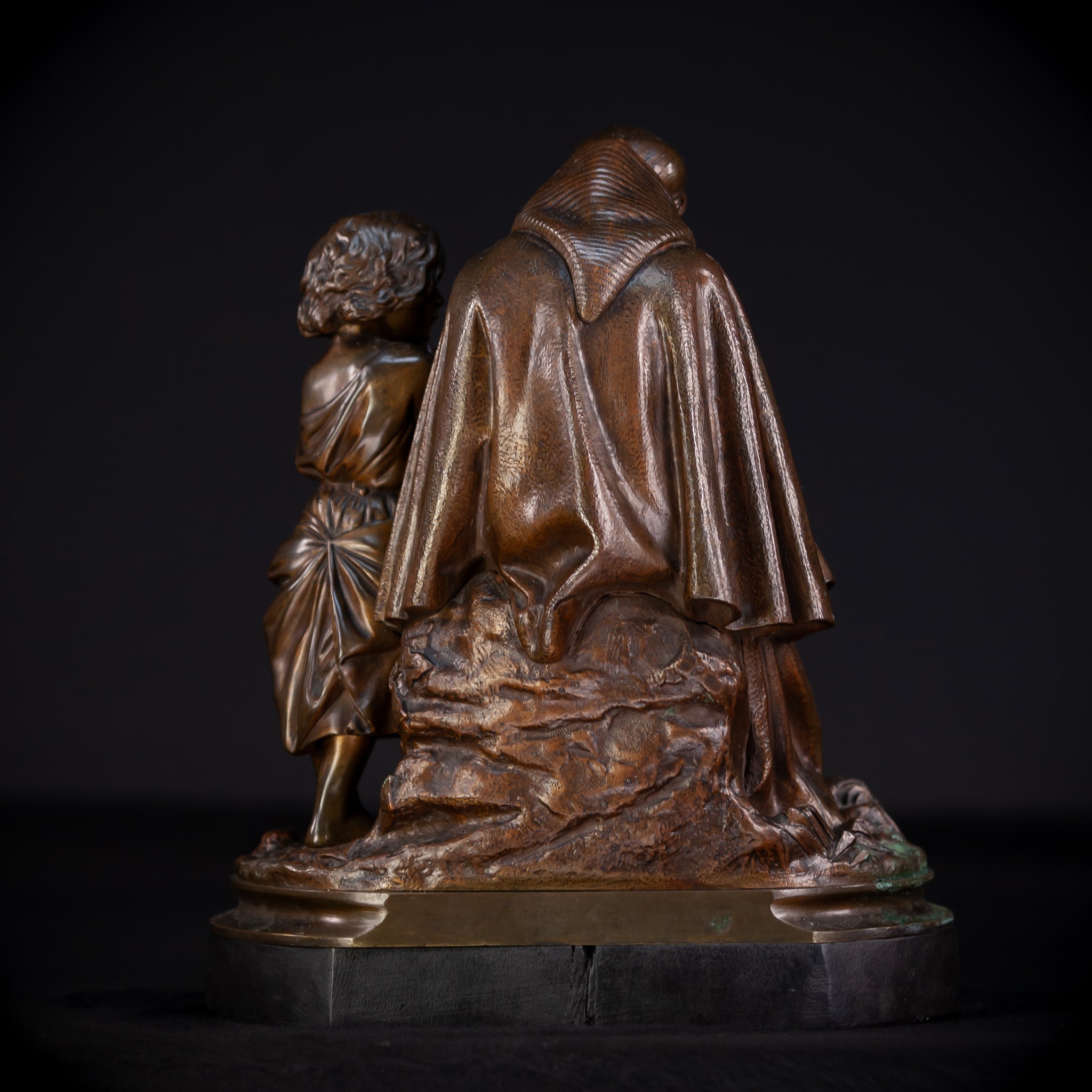 St Benedict with Children Bronze Sculpture | 11"