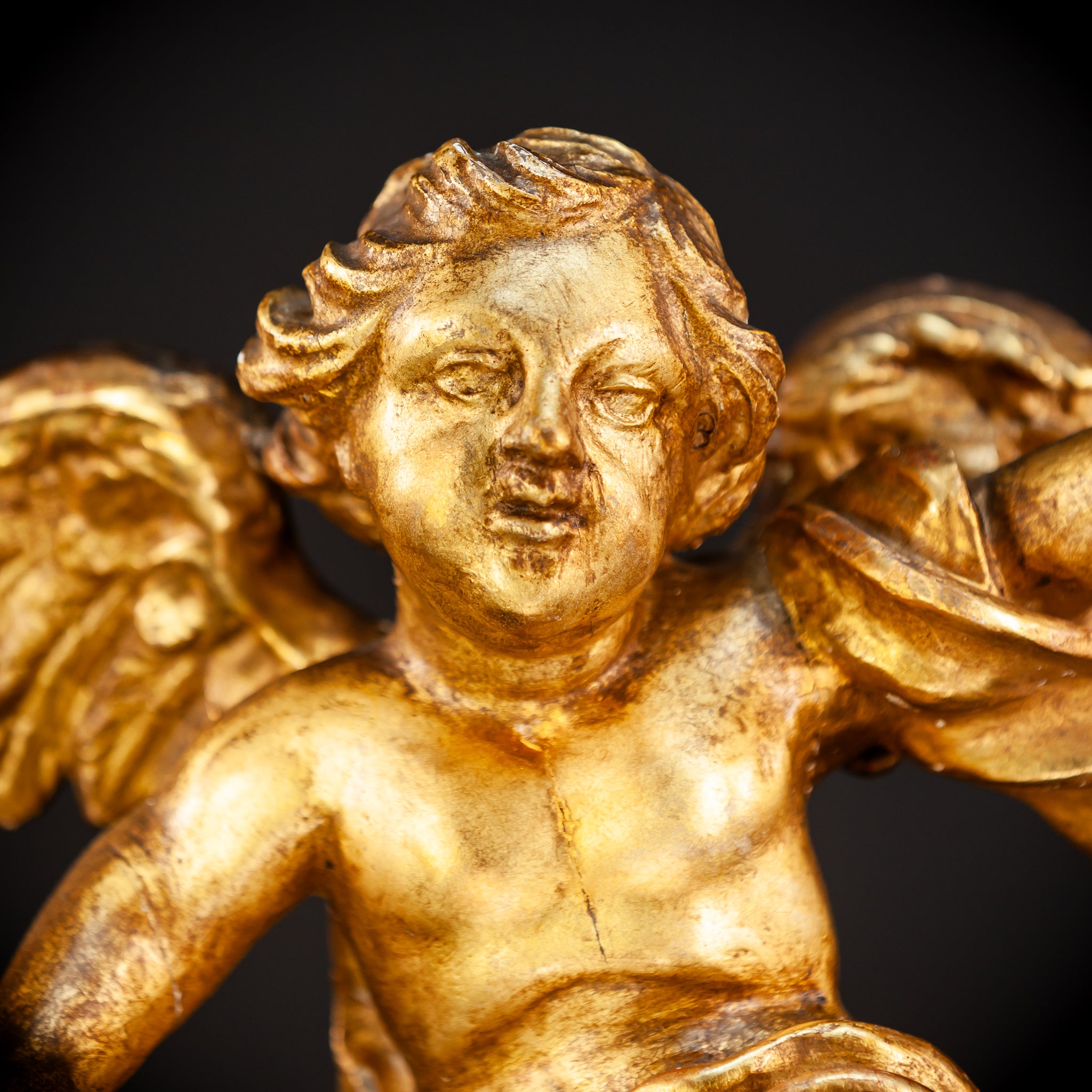 Angel Wooden Sculpture | 1800s Antique | 14.6" / 30.5 cm