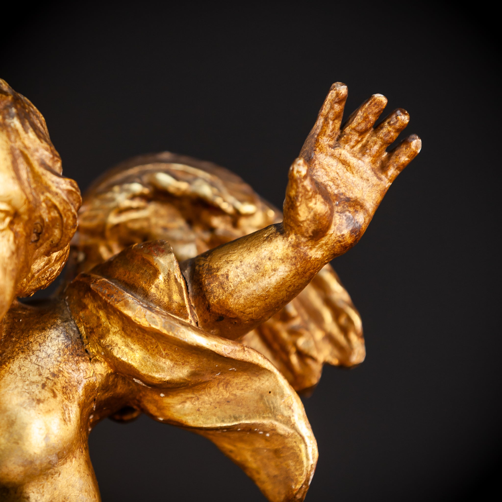 Angel Wooden Sculpture | 1800s Antique | 14.6" / 30.5 cm