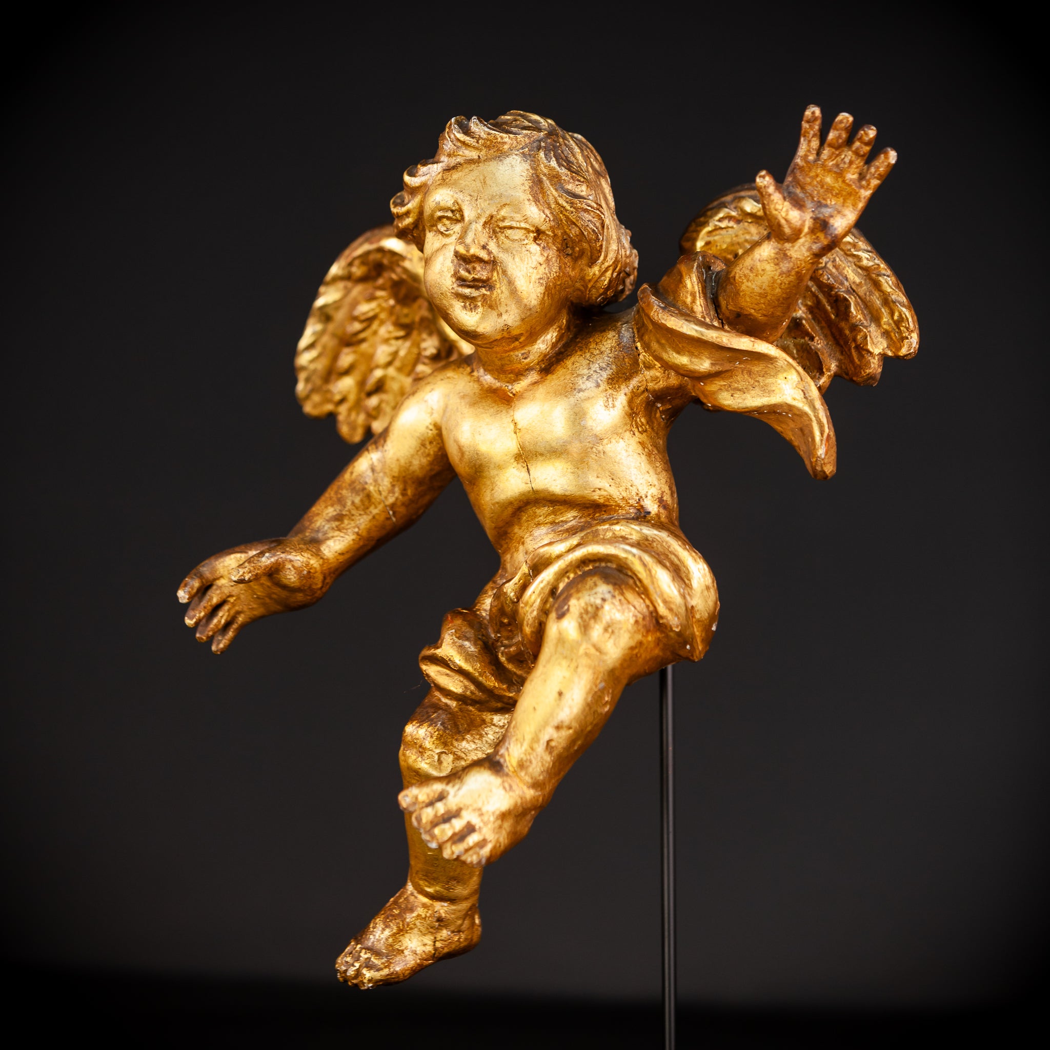 Angel Wooden Sculpture | 1800s Antique | 14.6" / 30.5 cm