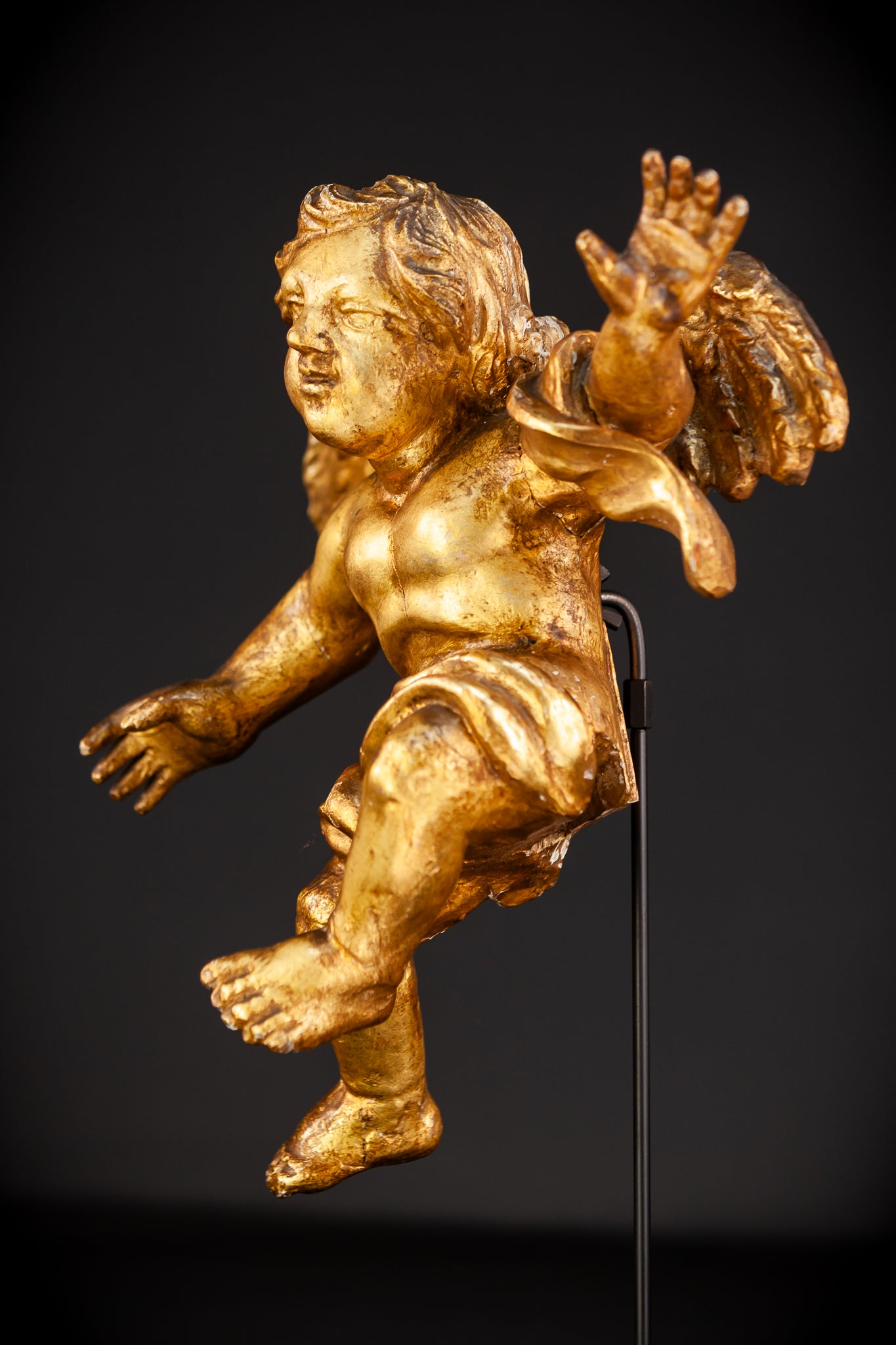 Angel Wooden Sculpture | 1800s Antique | 14.6" / 30.5 cm