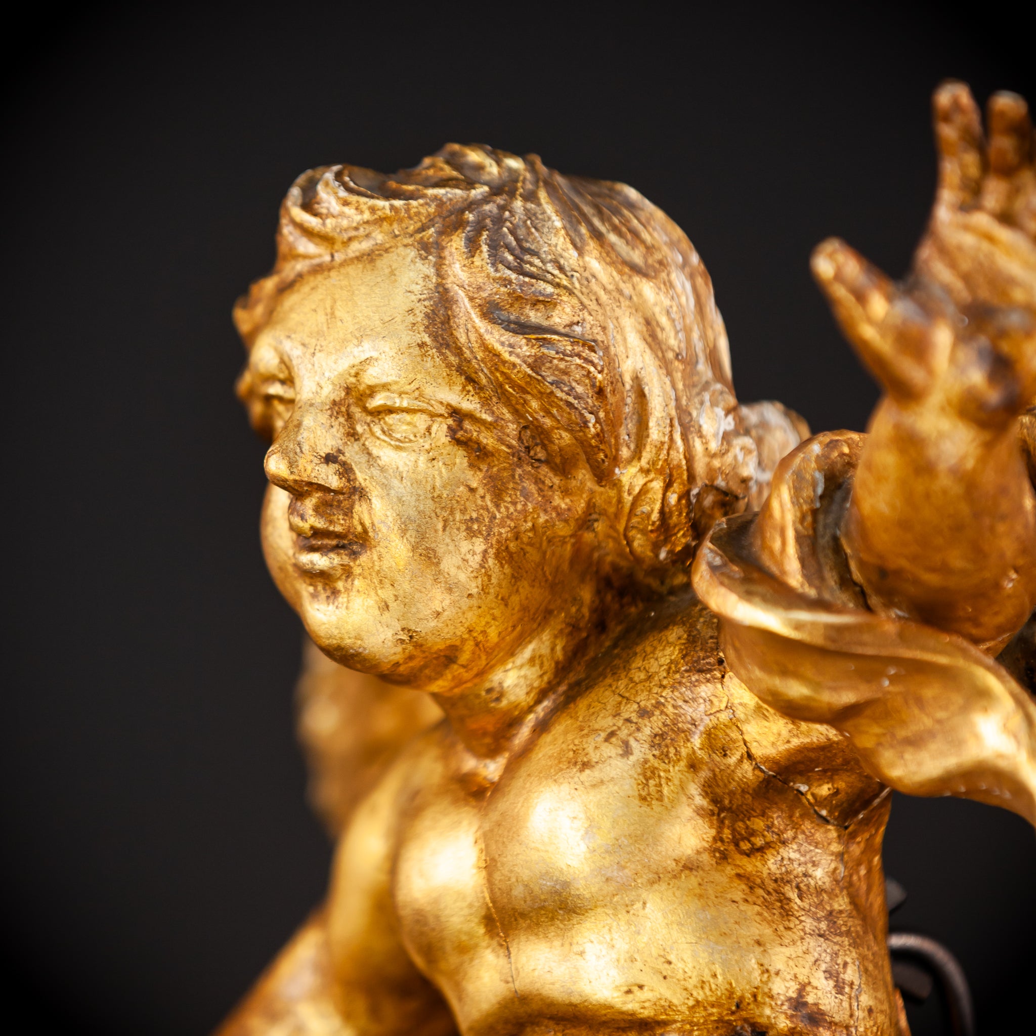 Angel Wooden Sculpture | 1800s Antique | 14.6" / 30.5 cm
