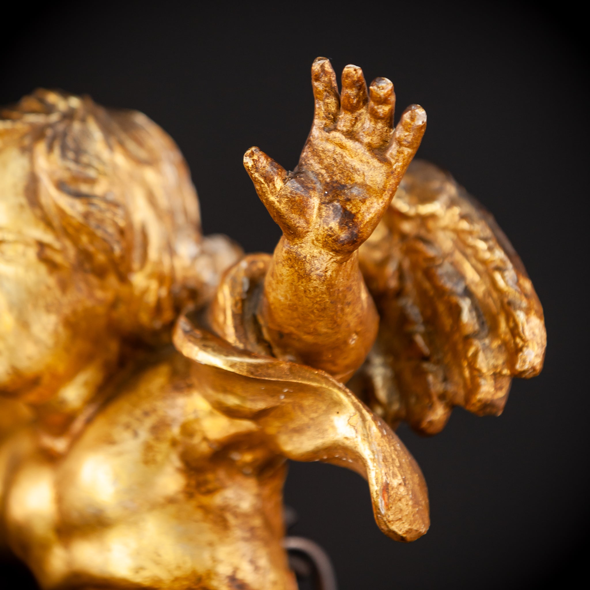 Angel Wooden Sculpture | 1800s Antique | 14.6" / 30.5 cm