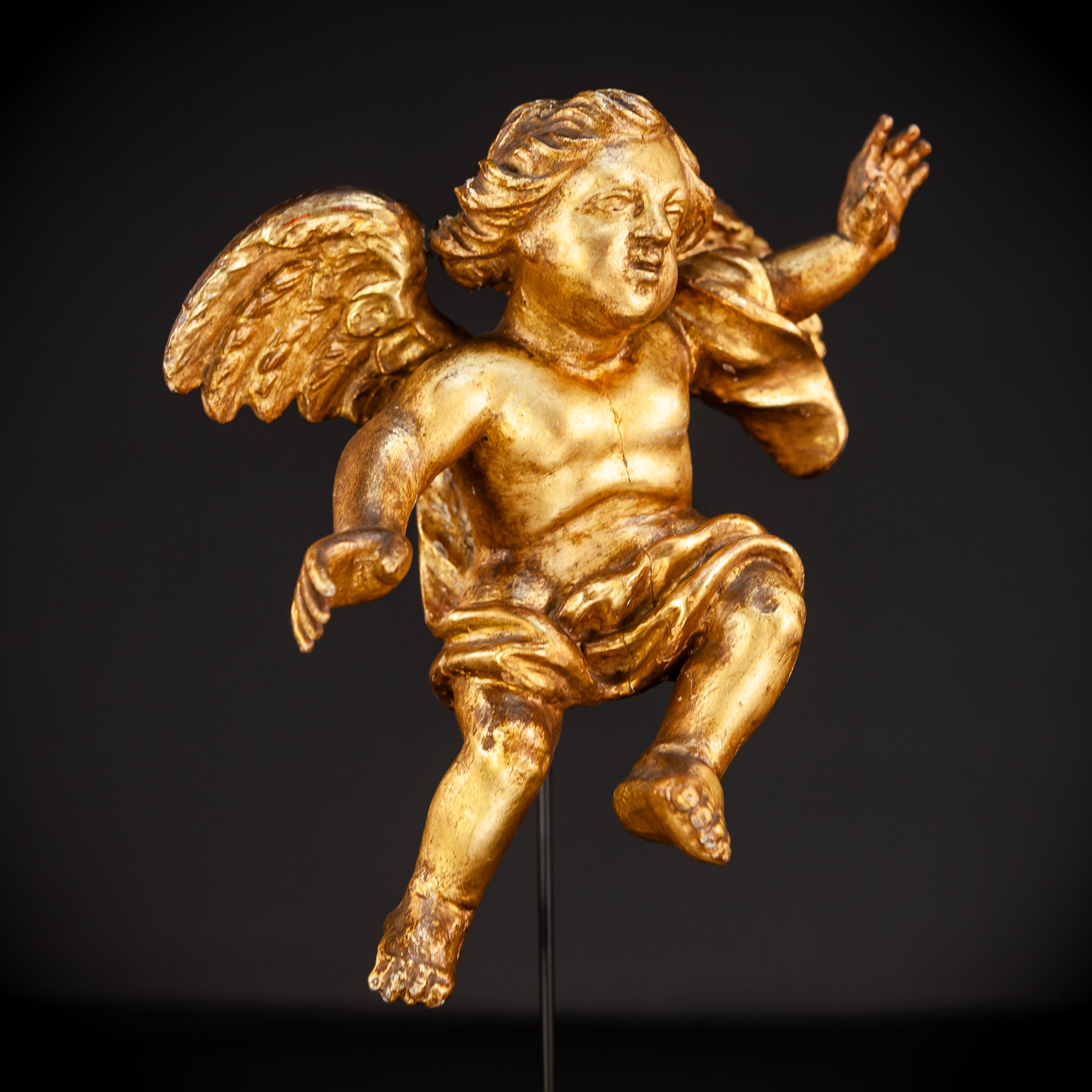 Angel Wooden Sculpture | 1800s Antique | 14.6" / 30.5 cm