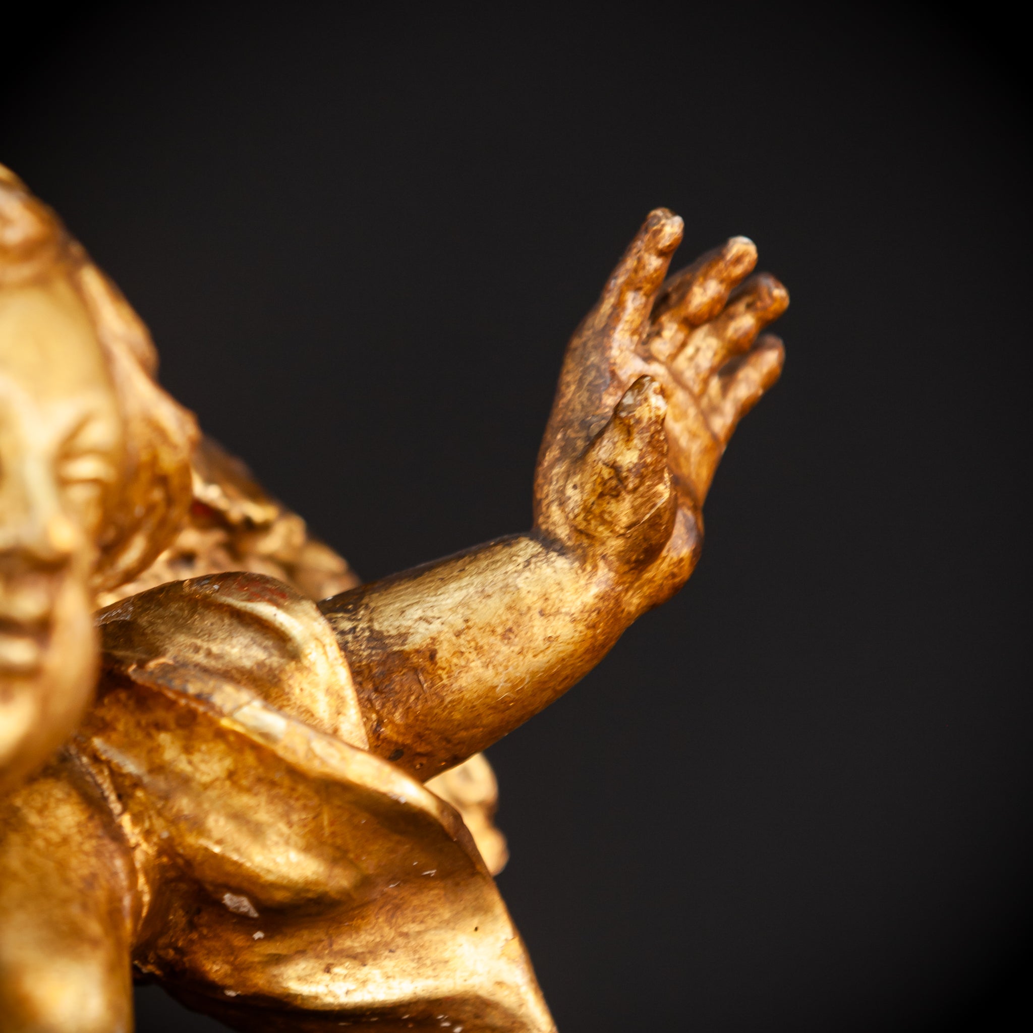 Angel Wooden Sculpture | 1800s Antique | 14.6" / 30.5 cm