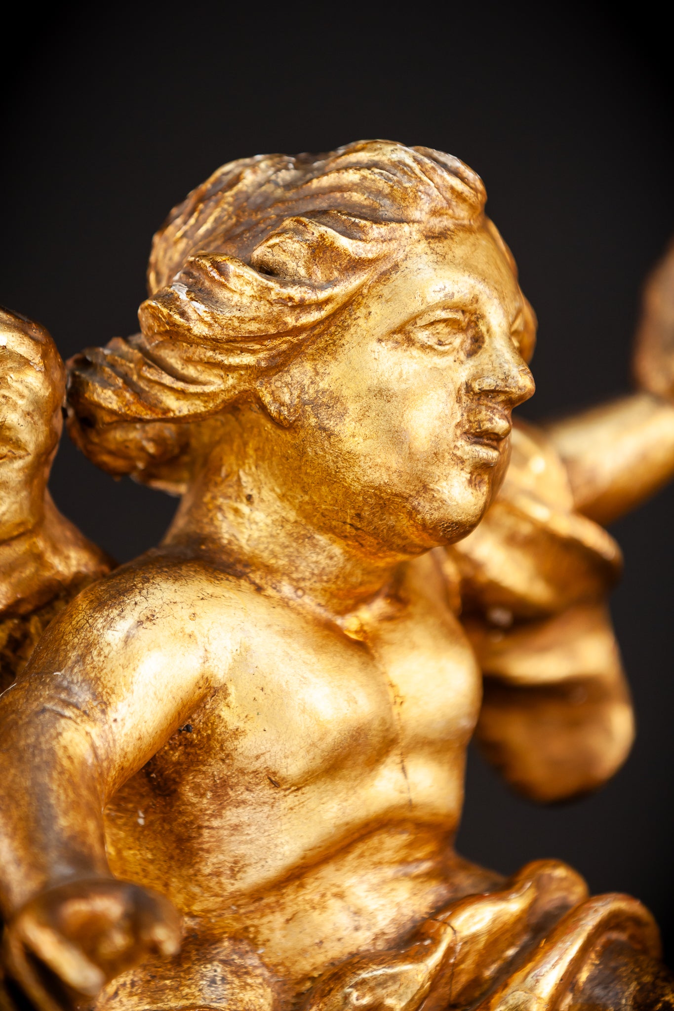 Angel Wooden Sculpture | 1800s Antique | 14.6" / 30.5 cm