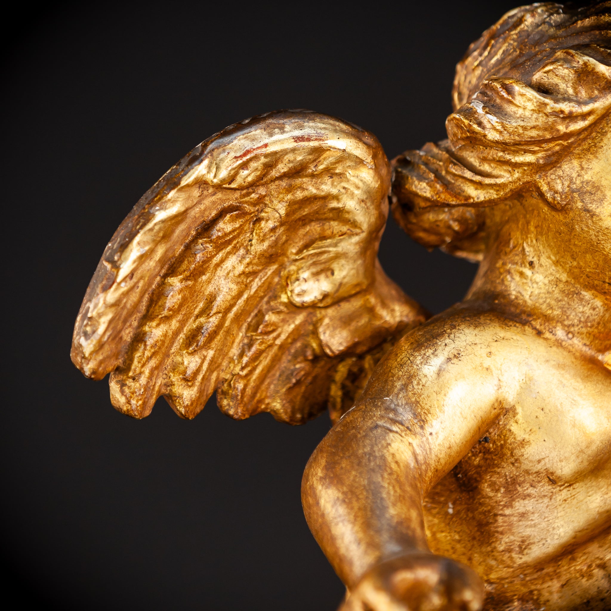 Angel Wooden Sculpture | 1800s Antique | 14.6" / 30.5 cm