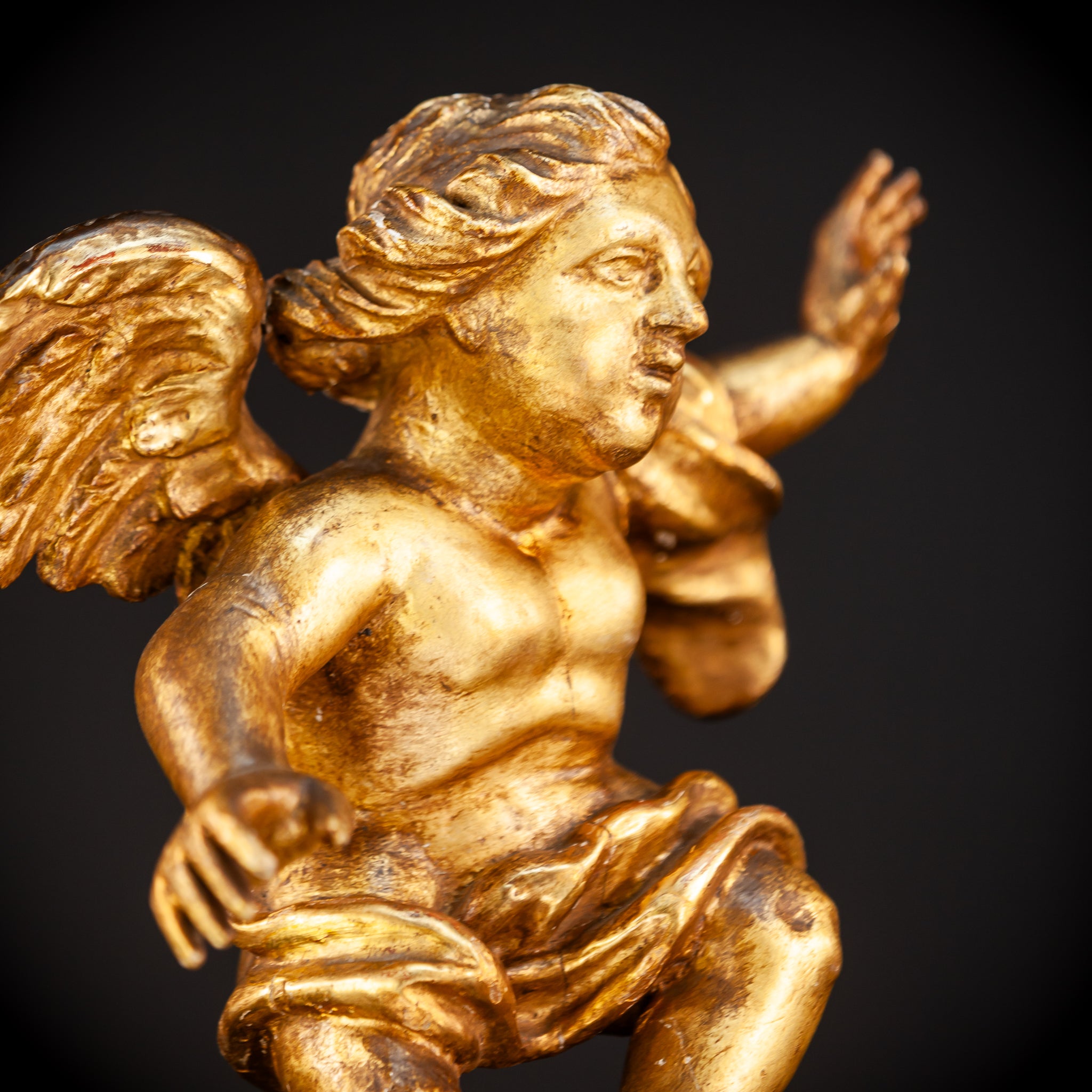 Angel Wooden Sculpture | 1800s Antique | 14.6" / 30.5 cm