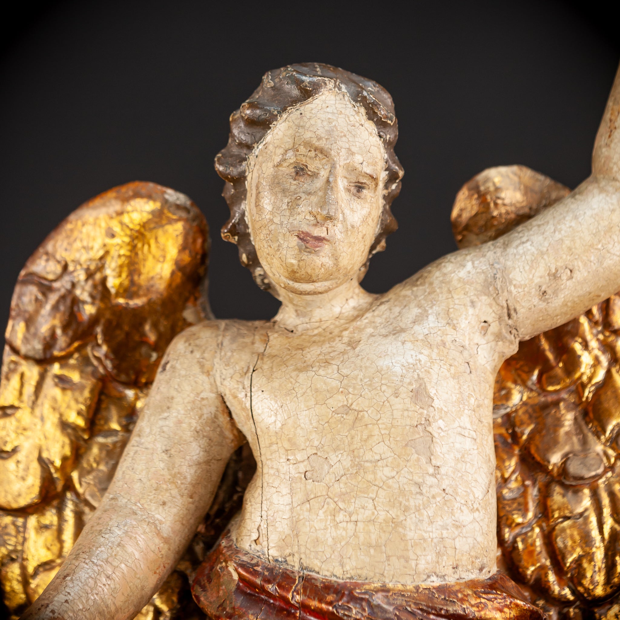 Angel Wooden Statue | 1700s Antique | 20.1" / 51 cm