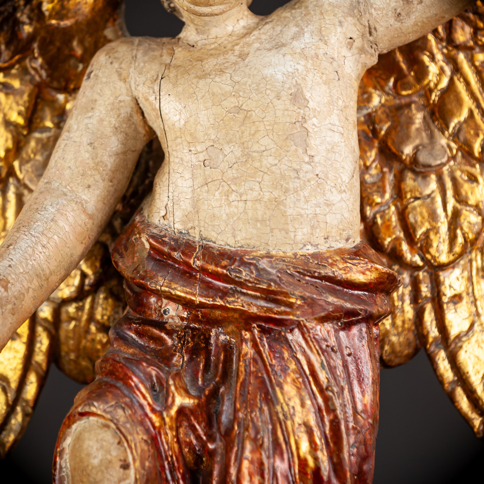 Angel Wooden Statue | 1700s Antique | 20.1" / 51 cm