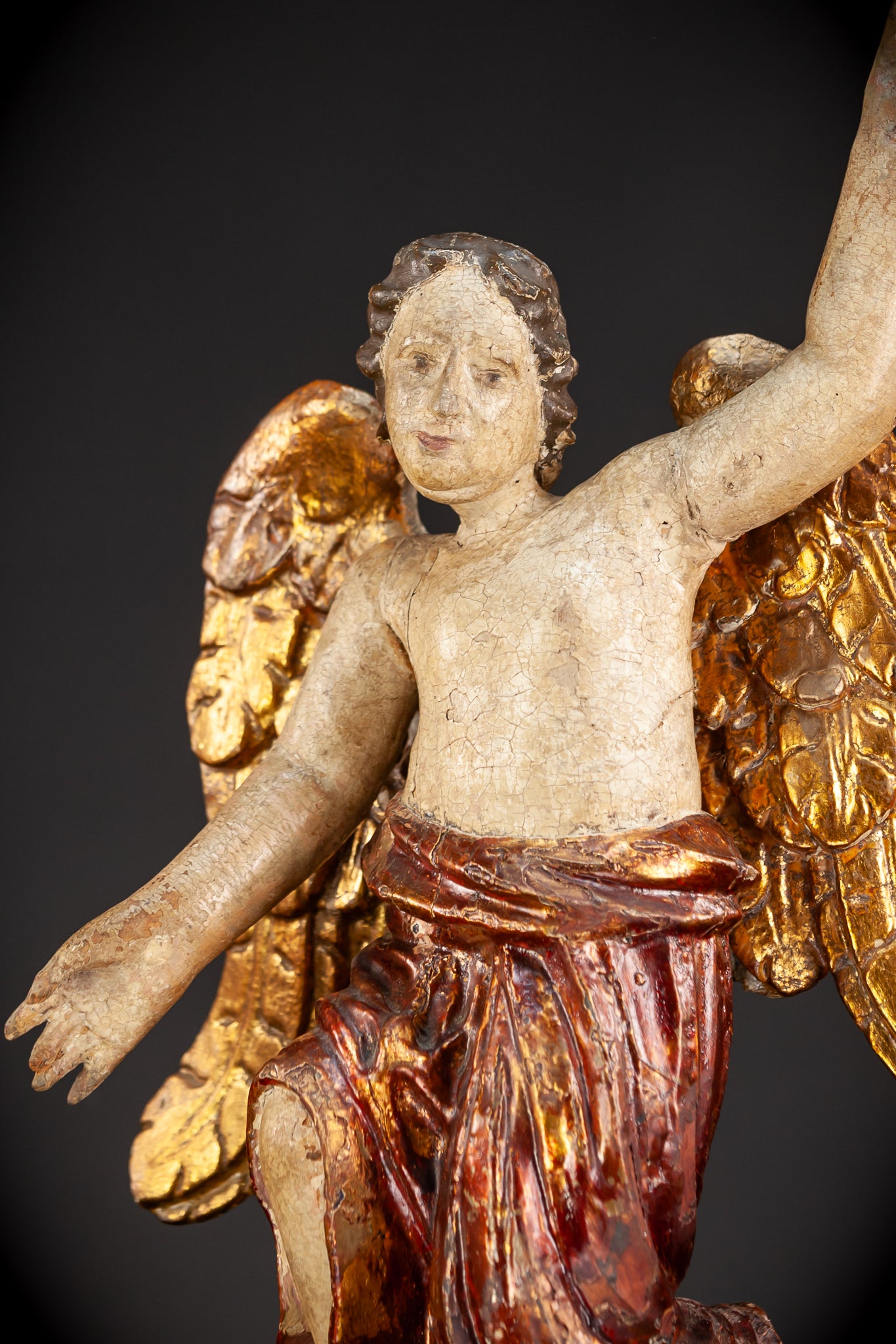 Angel Wooden Statue | 1700s Antique | 20.1" / 51 cm