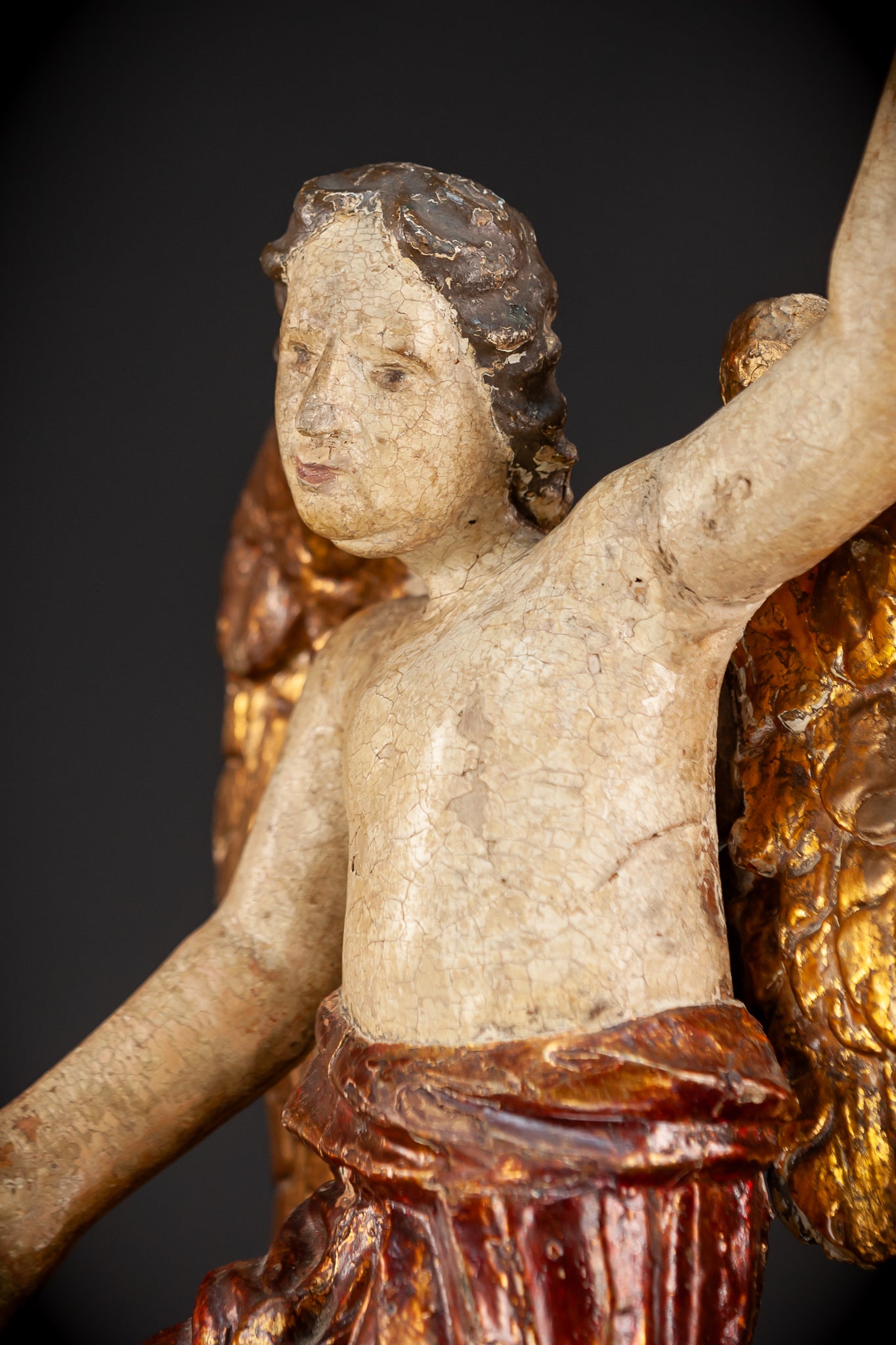 Angel Wooden Statue | 1700s Antique | 20.1" / 51 cm