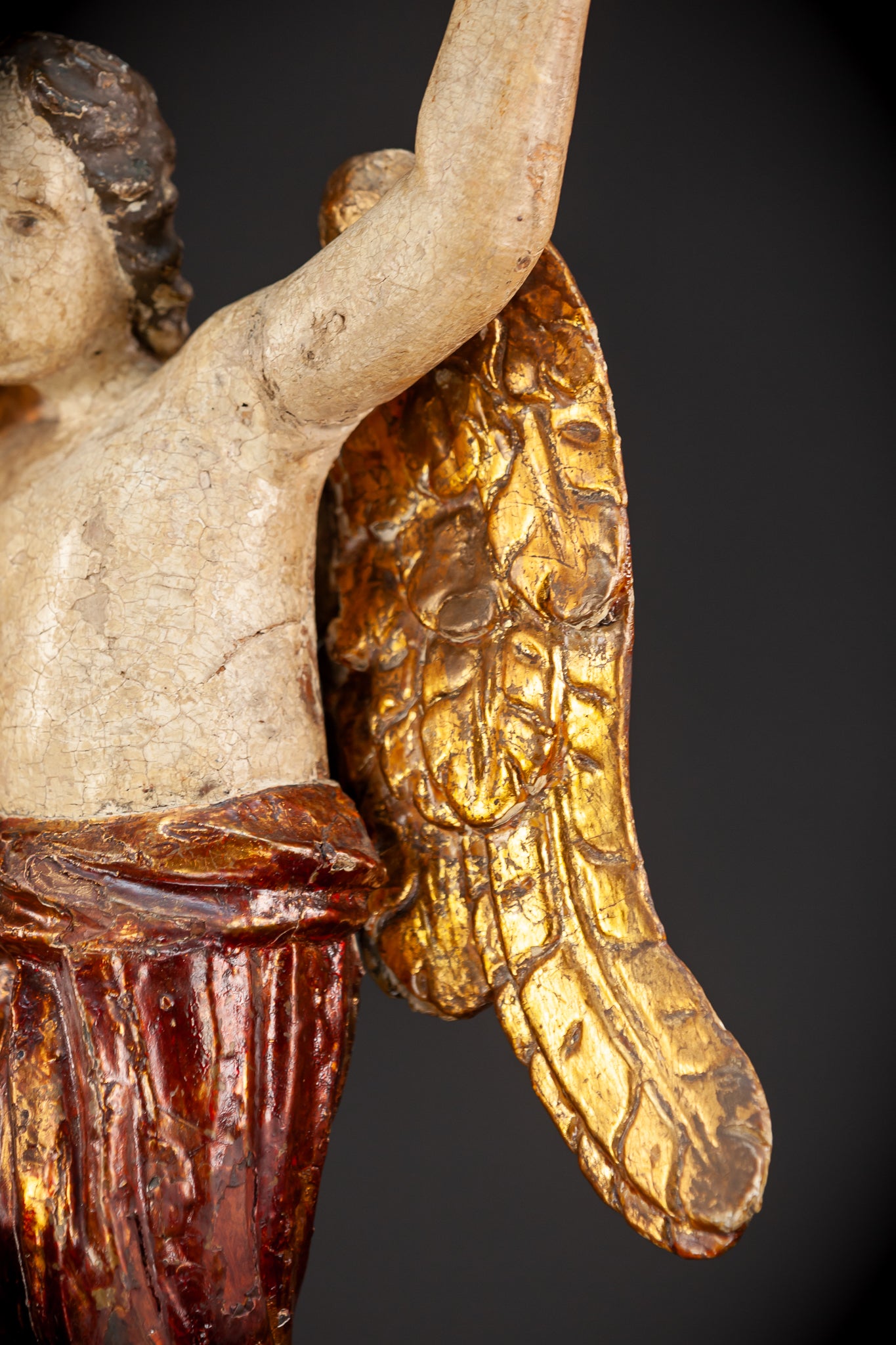 Angel Wooden Statue | 1700s Antique | 20.1" / 51 cm