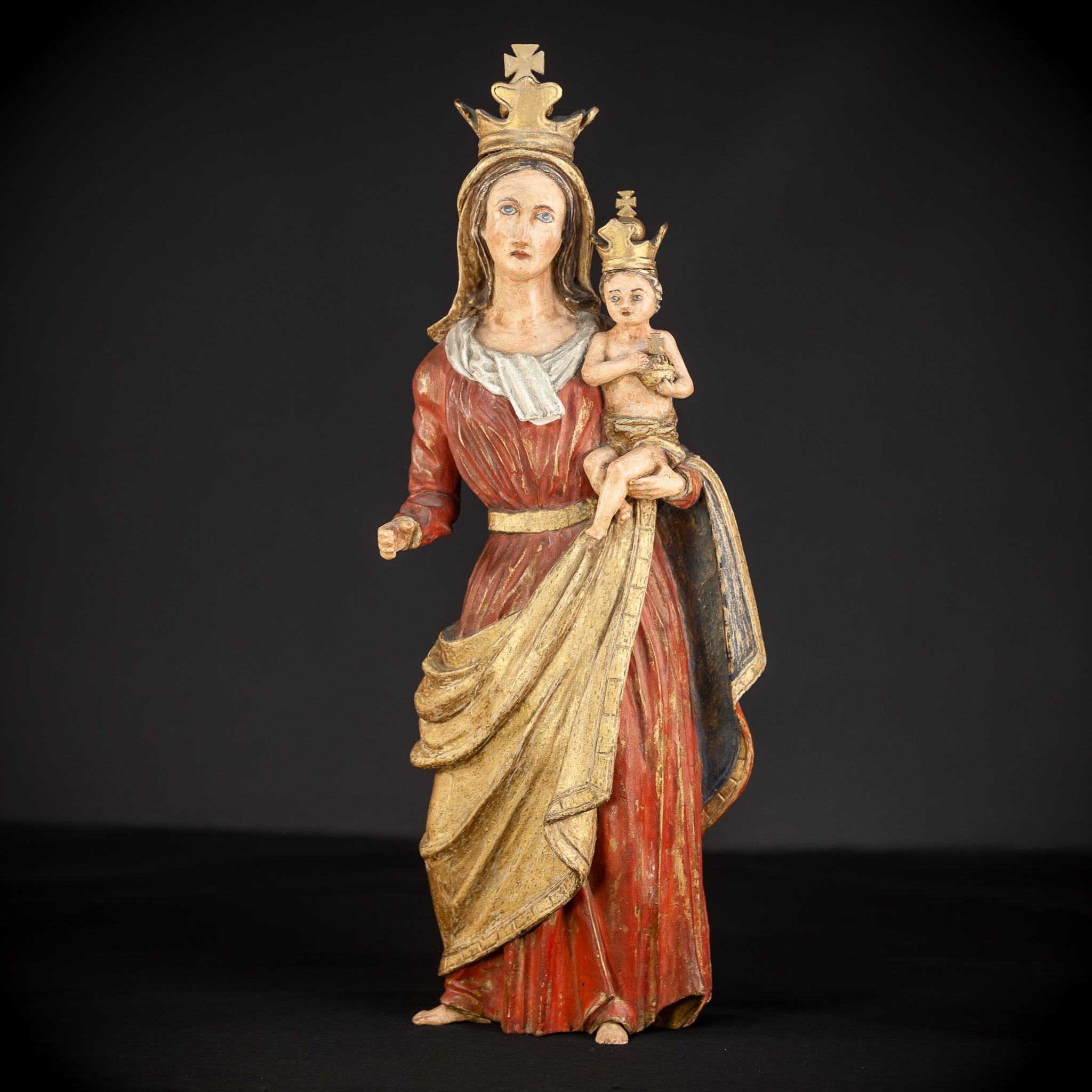 Virgin Mary with Child Jesus Wooden Sculpture | 24”/ 61 cm