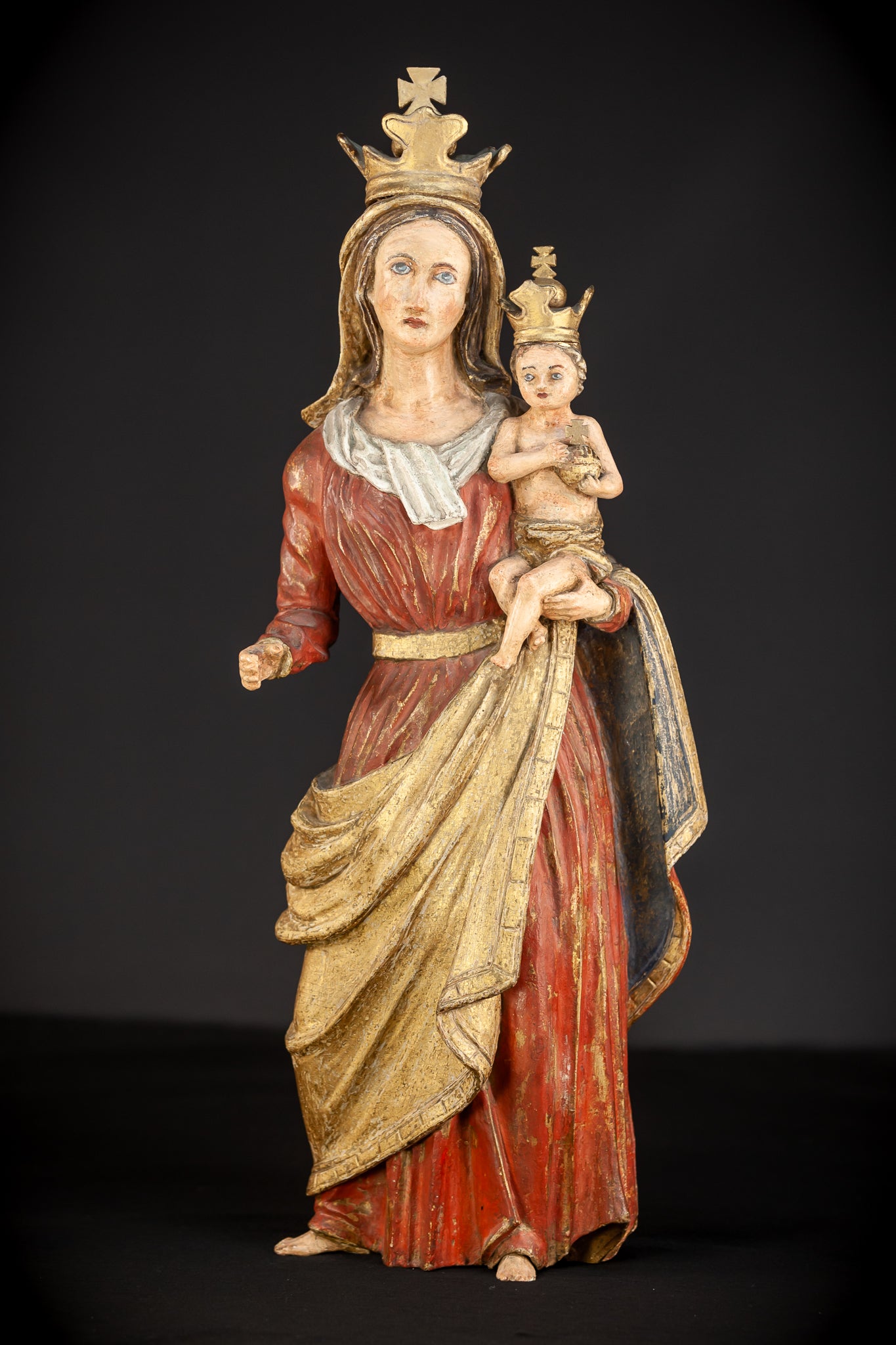 Virgin Mary with Child Jesus Wooden Sculpture | 24”/ 61 cm