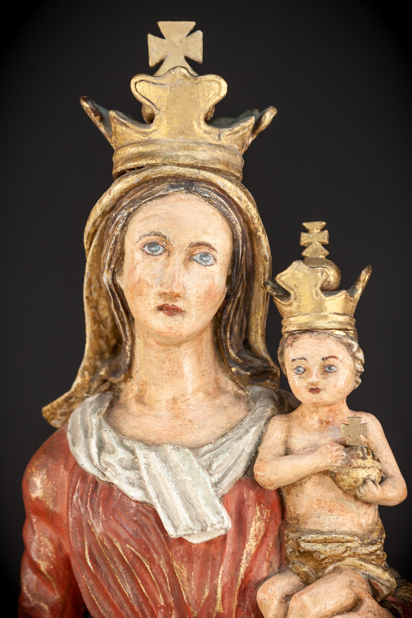 Virgin Mary with Child Jesus Wooden Sculpture | 24”/ 61 cm
