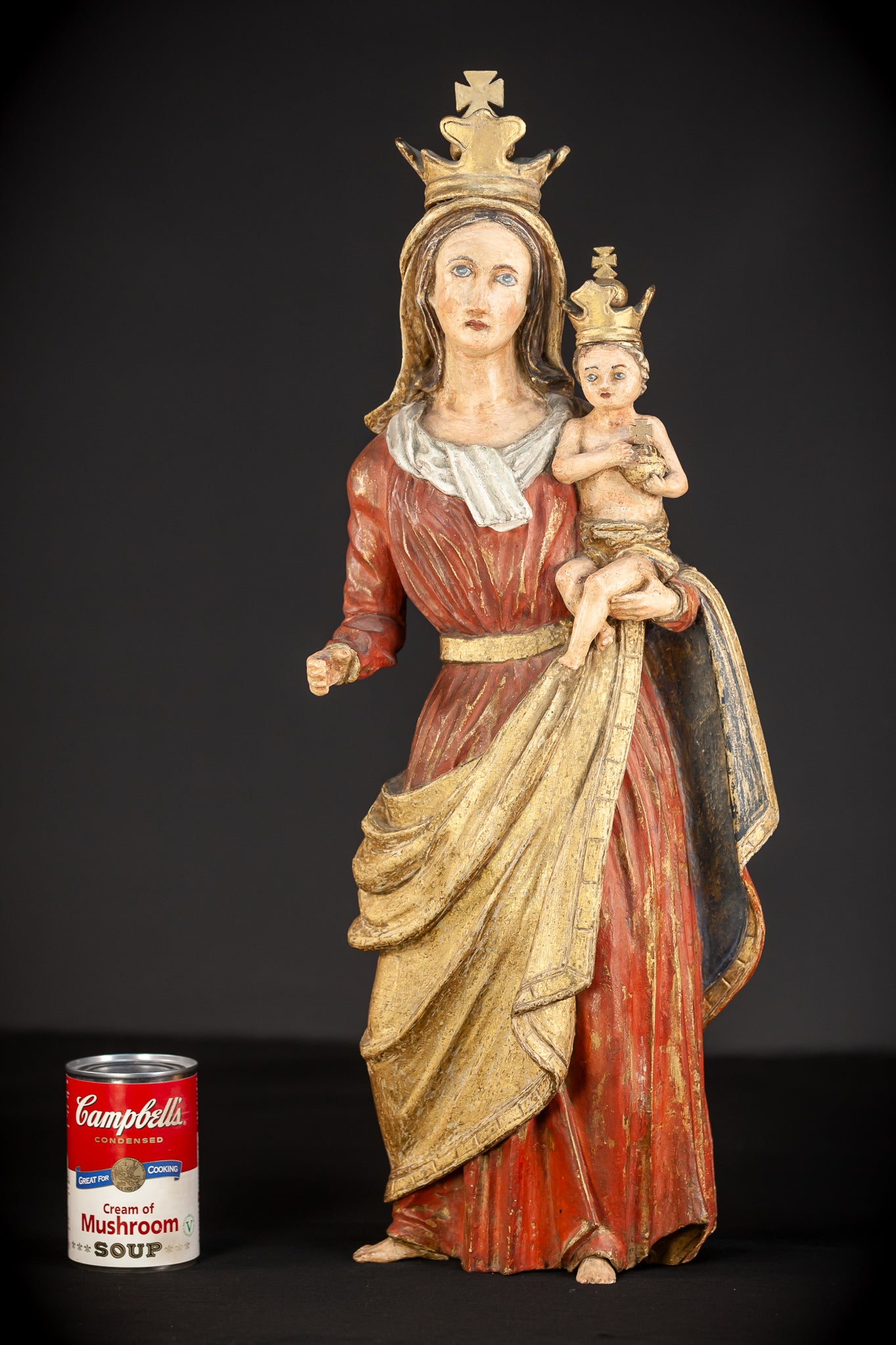 Virgin Mary with Child Jesus Wooden Sculpture | 24”/ 61 cm