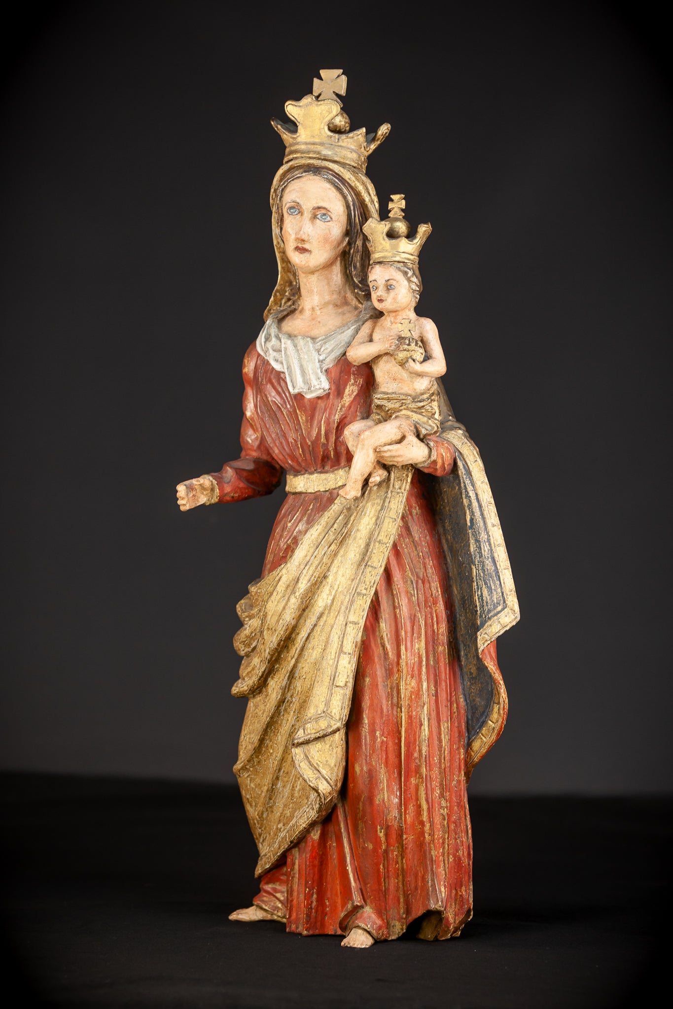 Virgin Mary with Child Jesus Wooden Sculpture | 24”/ 61 cm