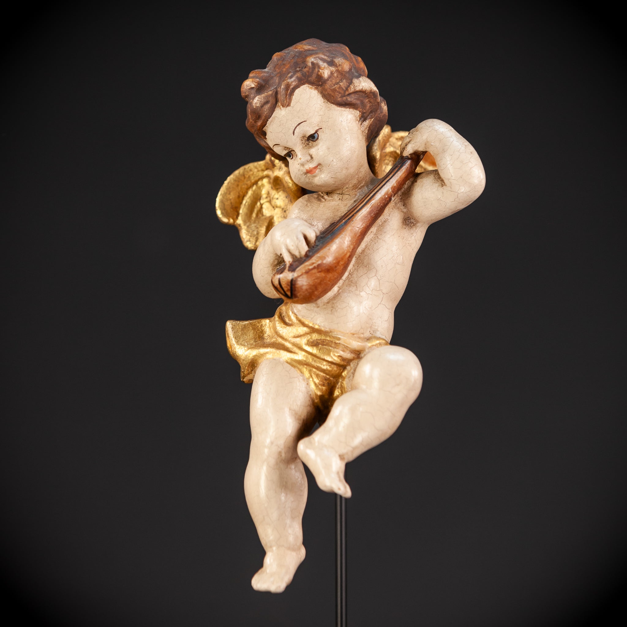 Wood Carving Angel Statue | Vintage 11" / 28 cm