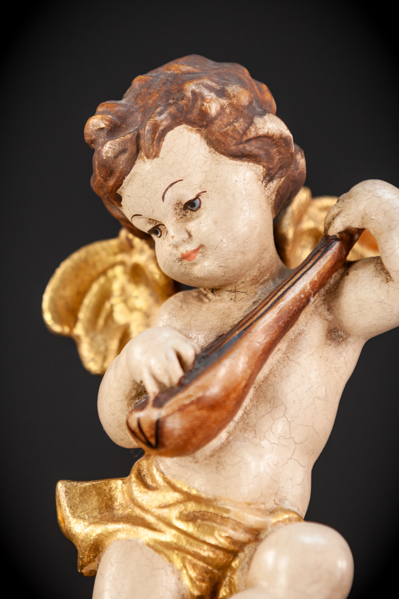 Wood Carving Angel Statue | Vintage 11" / 28 cm