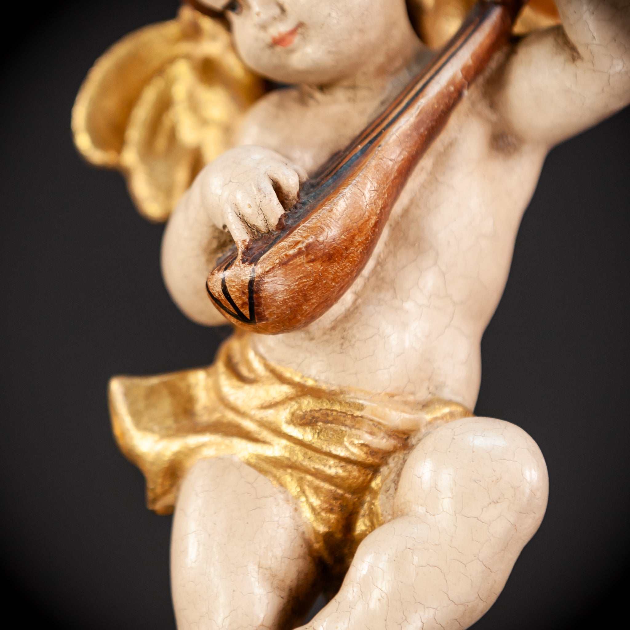 Wood Carving Angel Statue | Vintage 11" / 28 cm