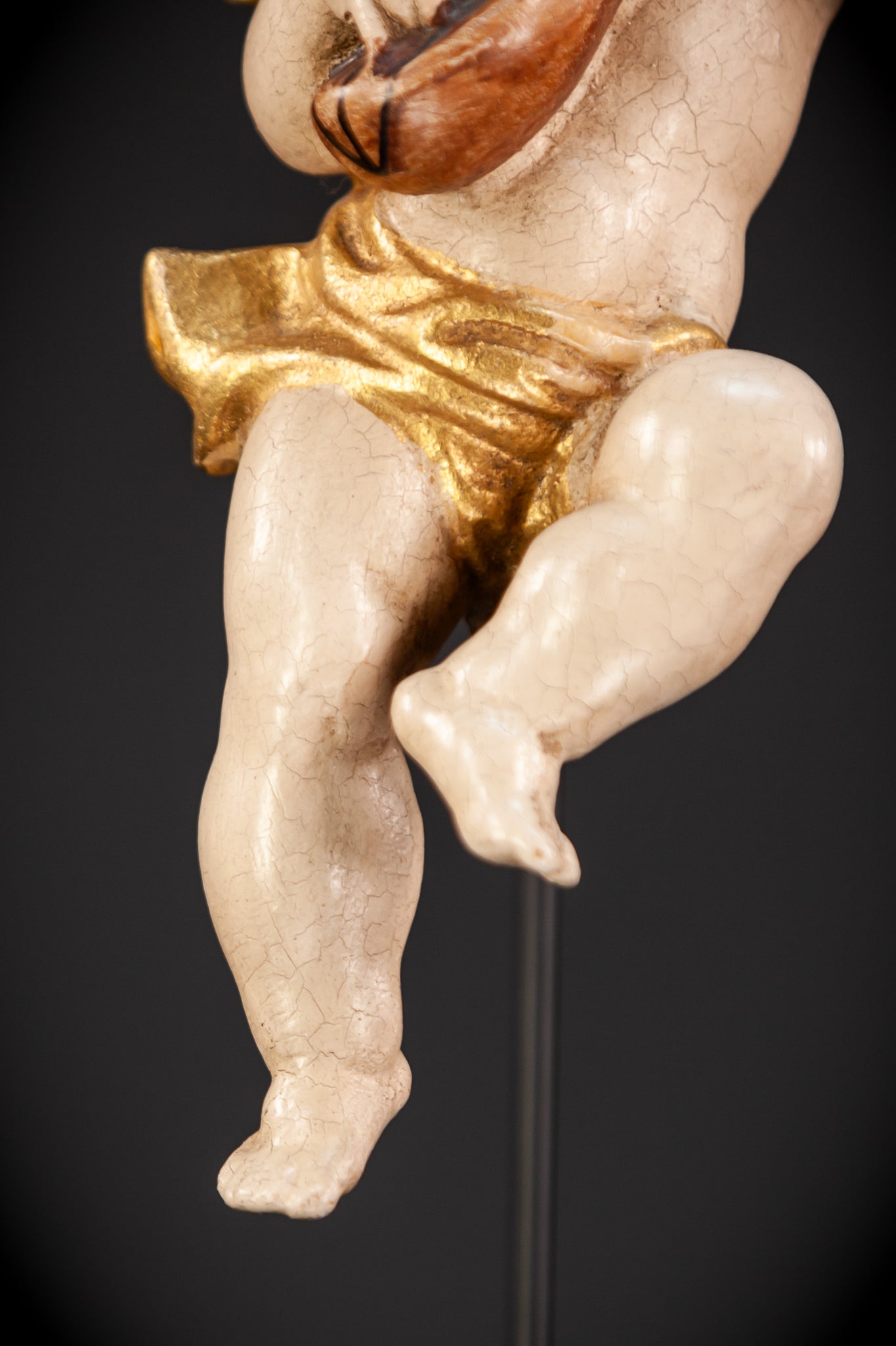 Wood Carving Angel Statue | Vintage 11" / 28 cm