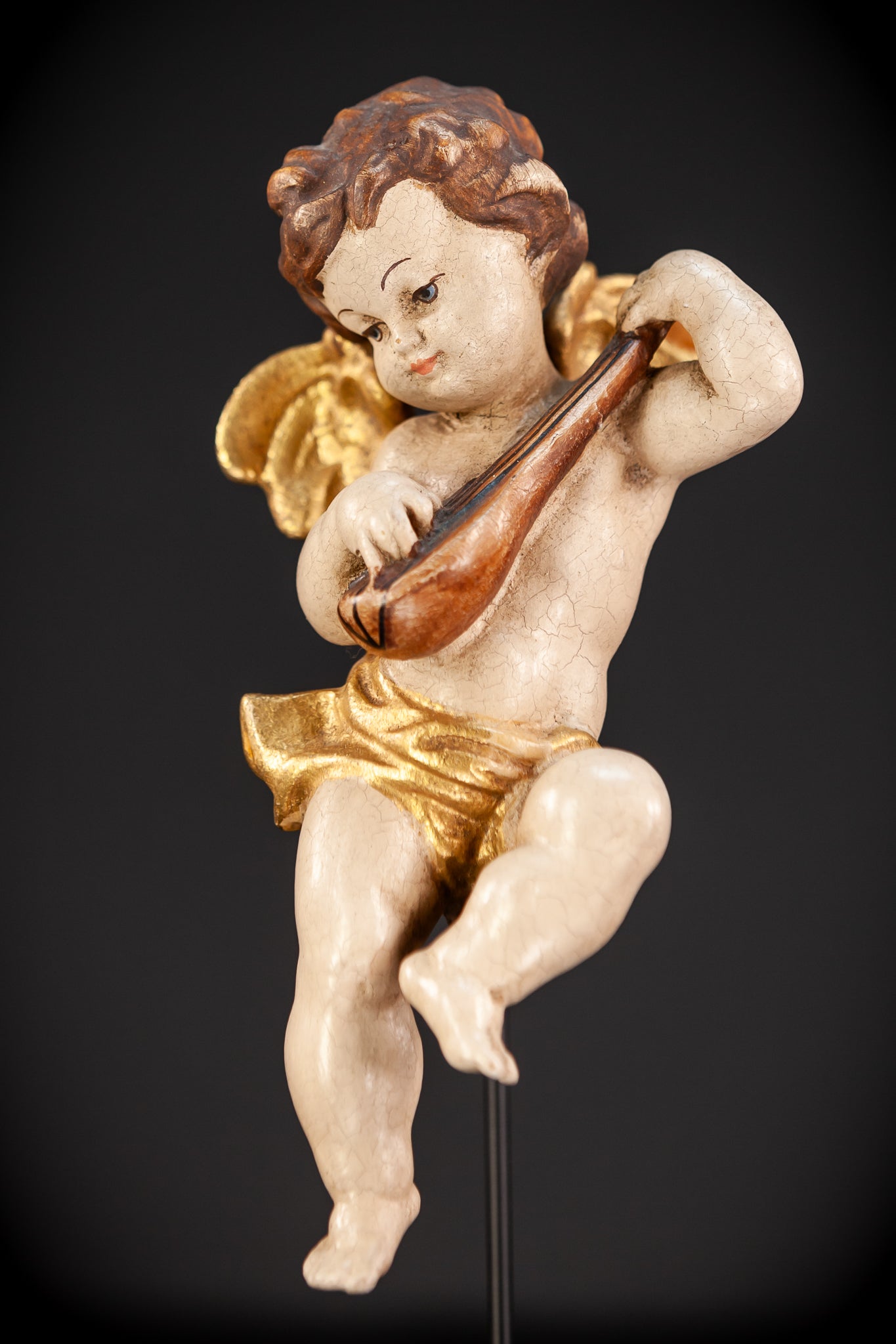 Wood Carving Angel Statue | Vintage 11" / 28 cm