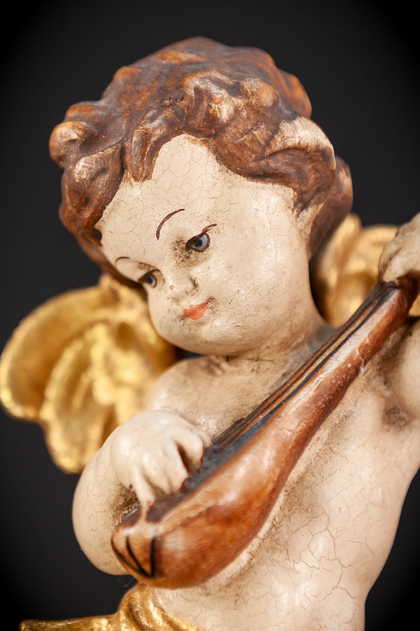 Wood Carving Angel Statue | Vintage 11" / 28 cm