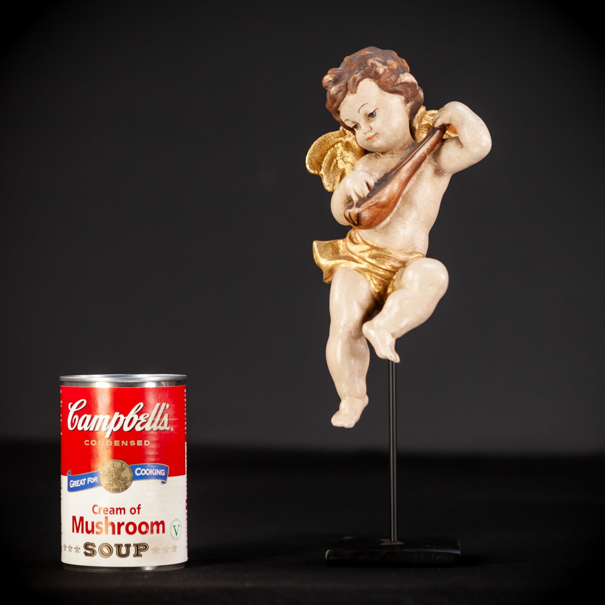 Wood Carving Angel Statue | Vintage 11" / 28 cm
