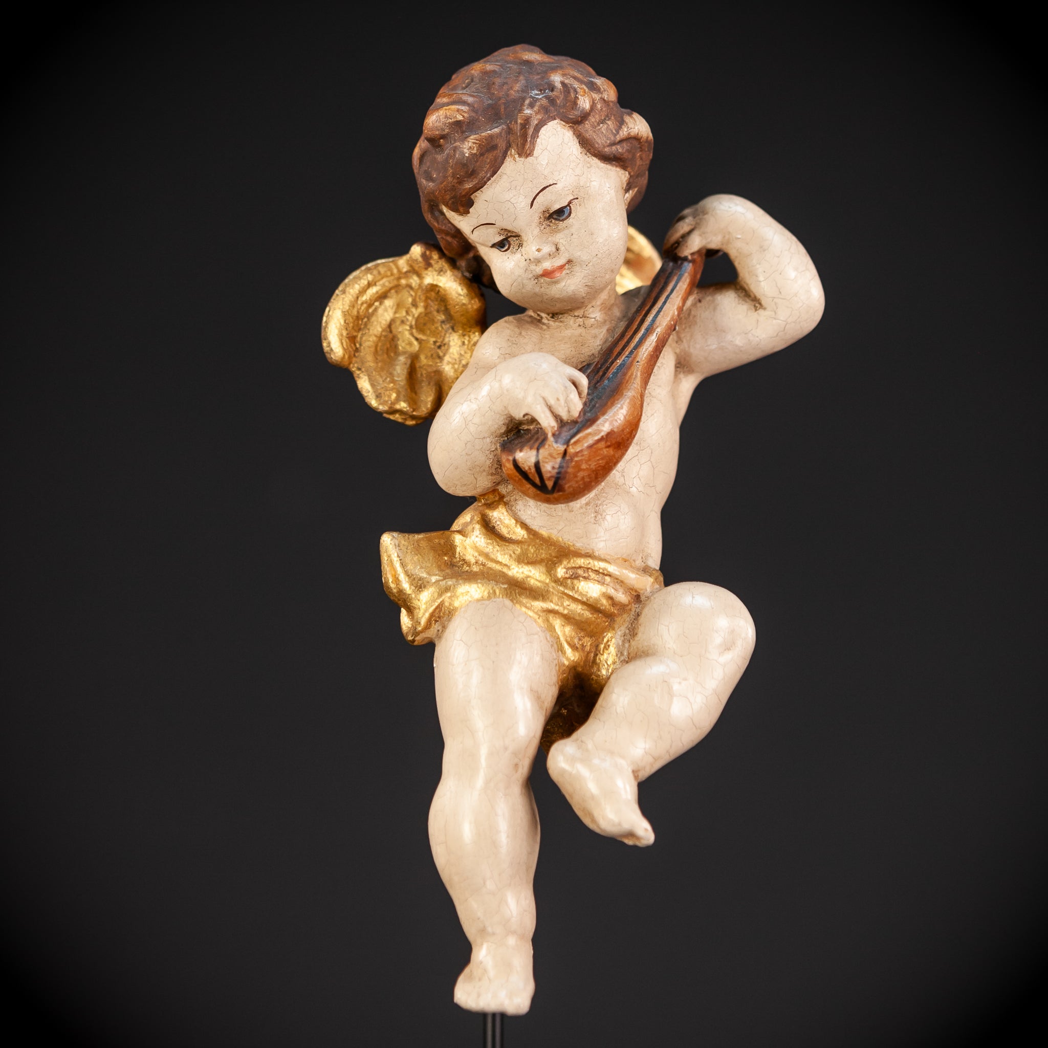 Wood Carving Angel Statue | Vintage 11" / 28 cm