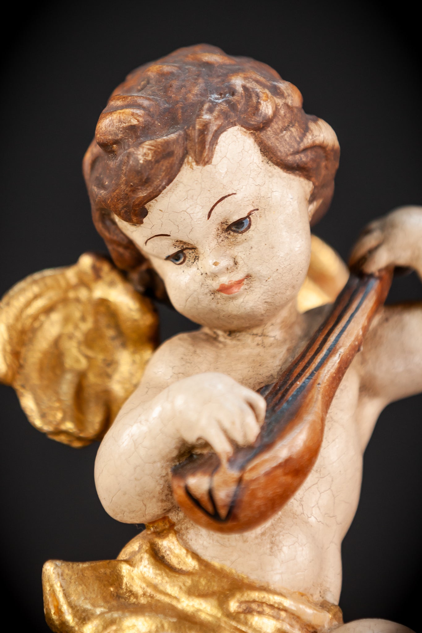 Wood Carving Angel Statue | Vintage 11" / 28 cm