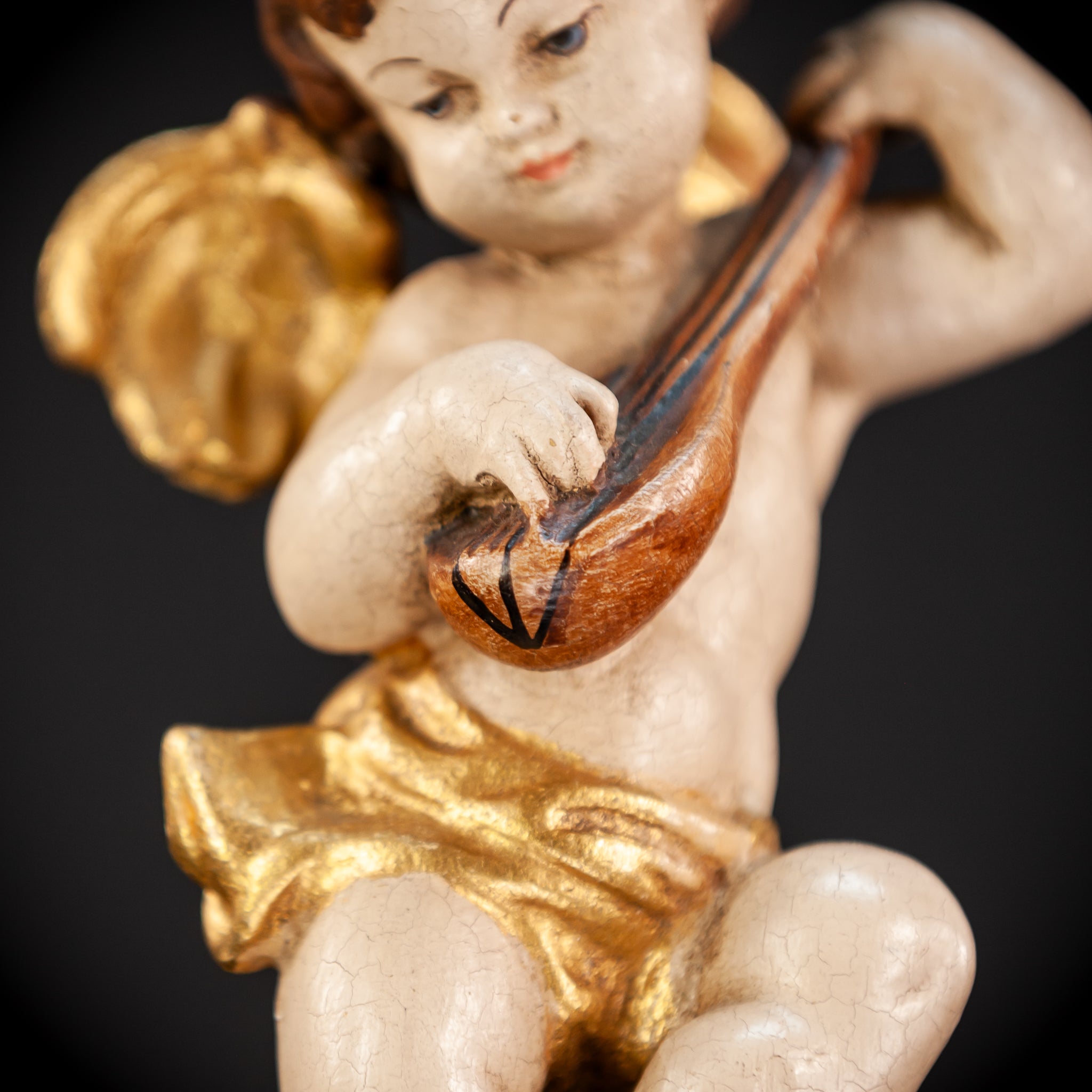 Wood Carving Angel Statue | Vintage 11" / 28 cm