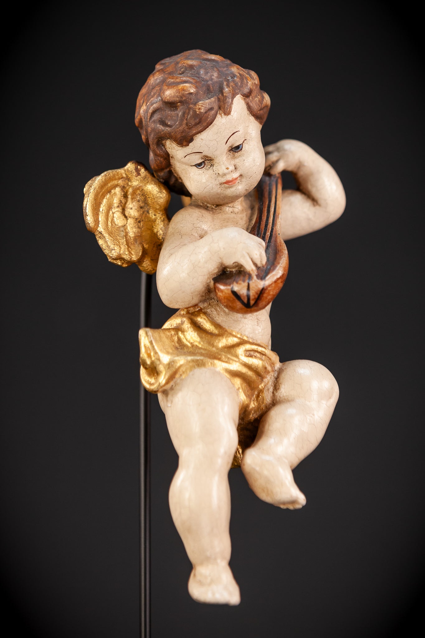 Wood Carving Angel Statue | Vintage 11" / 28 cm
