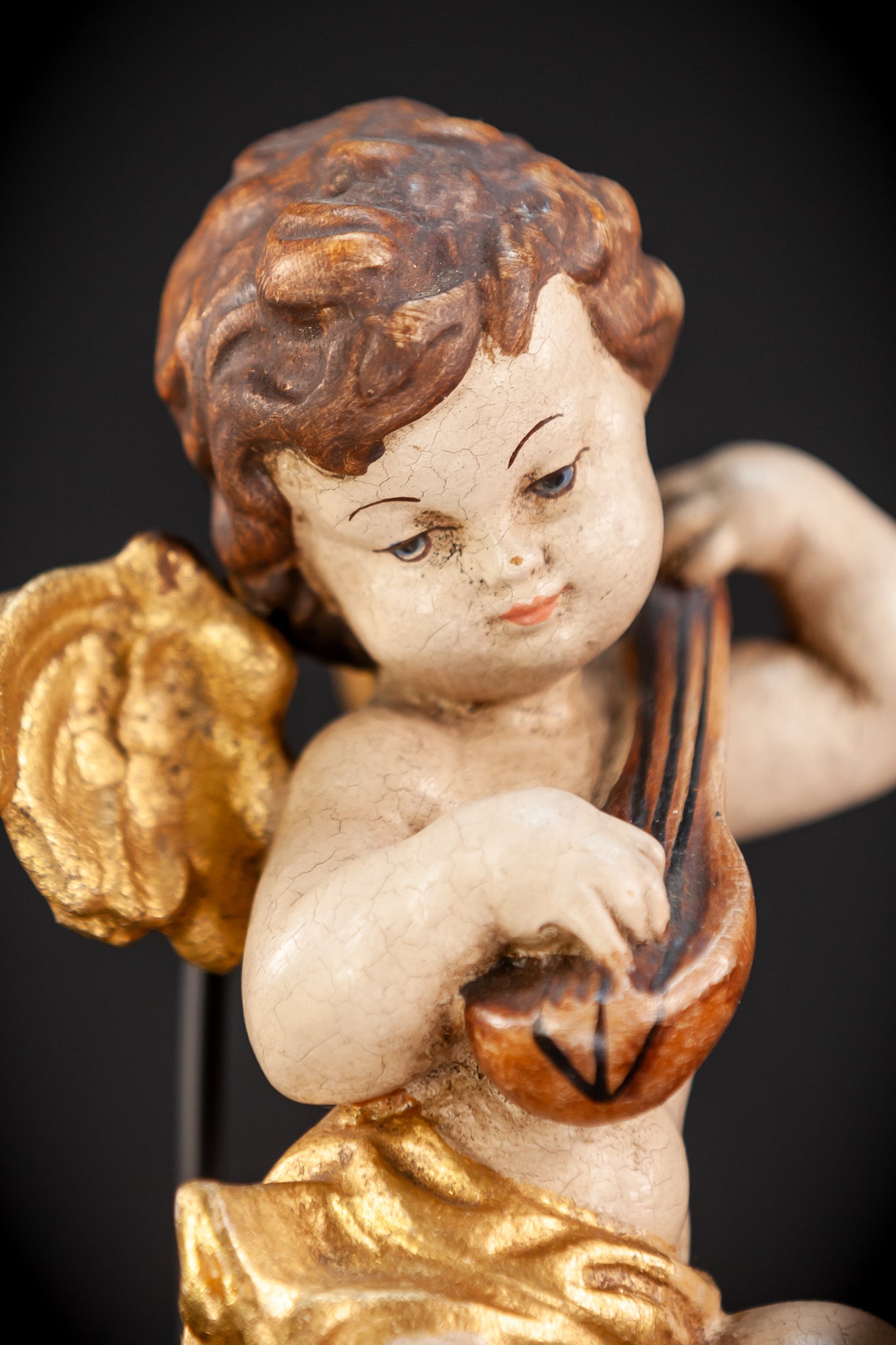 Wood Carving Angel Statue | Vintage 11" / 28 cm