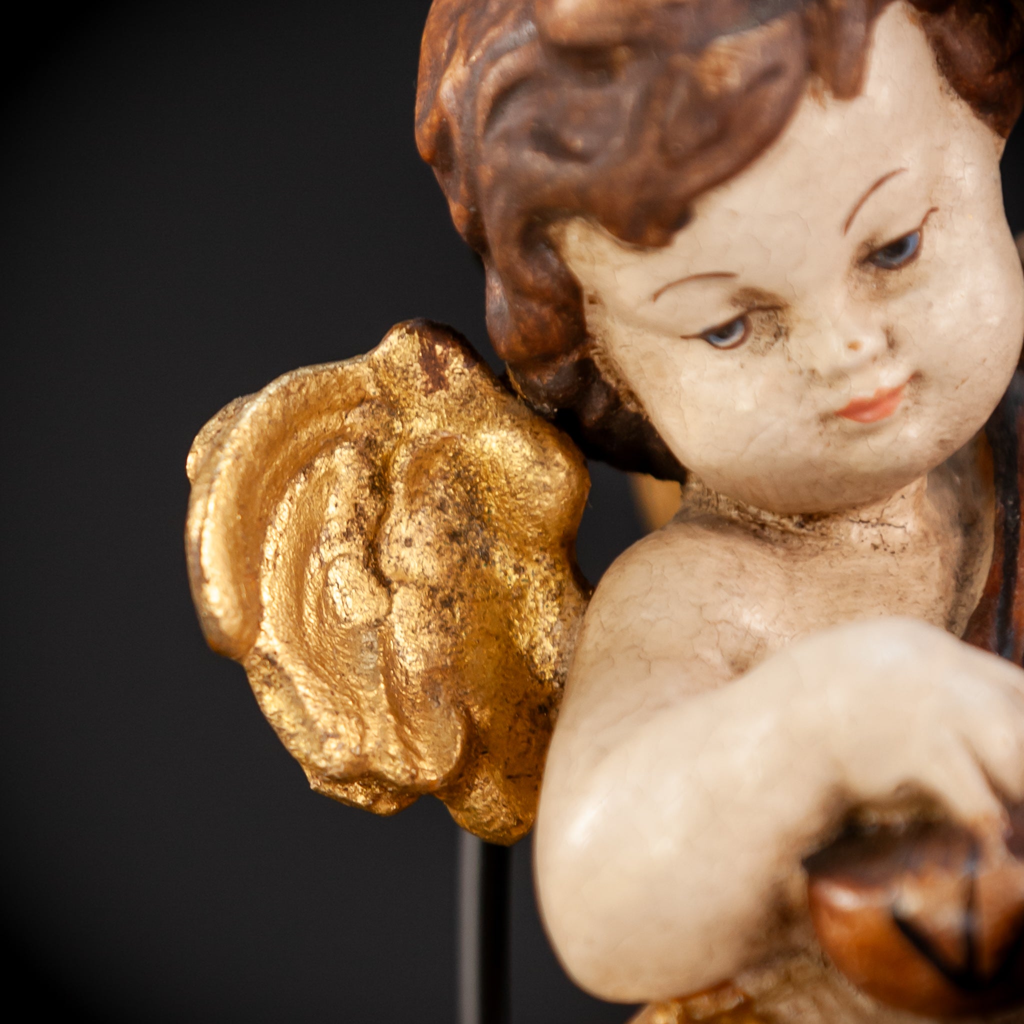 Wood Carving Angel Statue | Vintage 11" / 28 cm