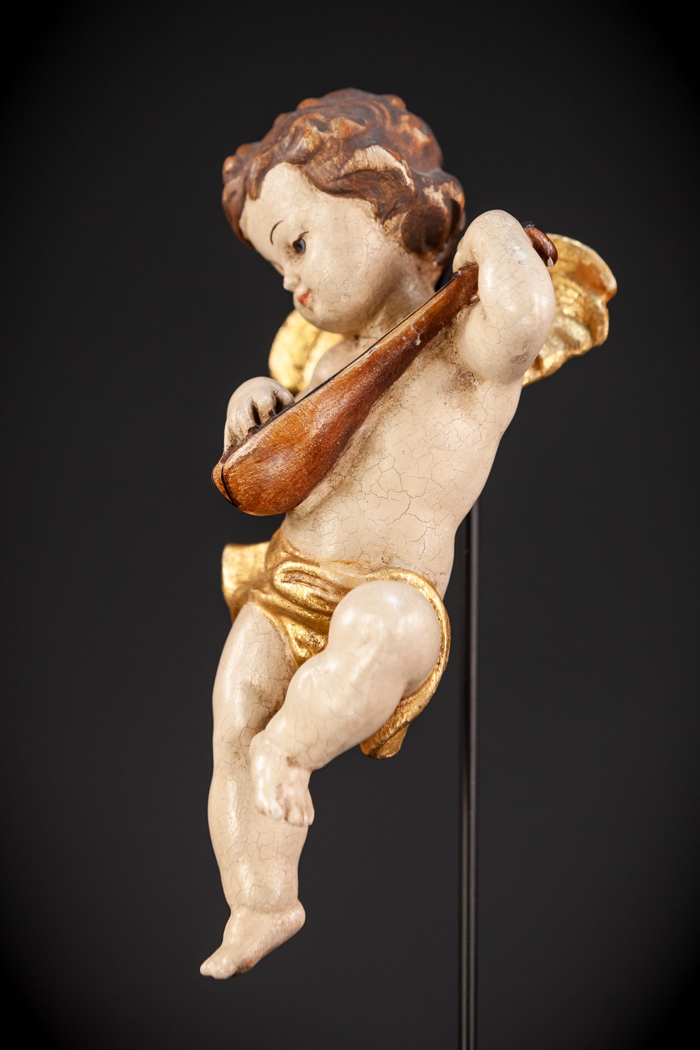 Wood Carving Angel Statue | Vintage 11" / 28 cm