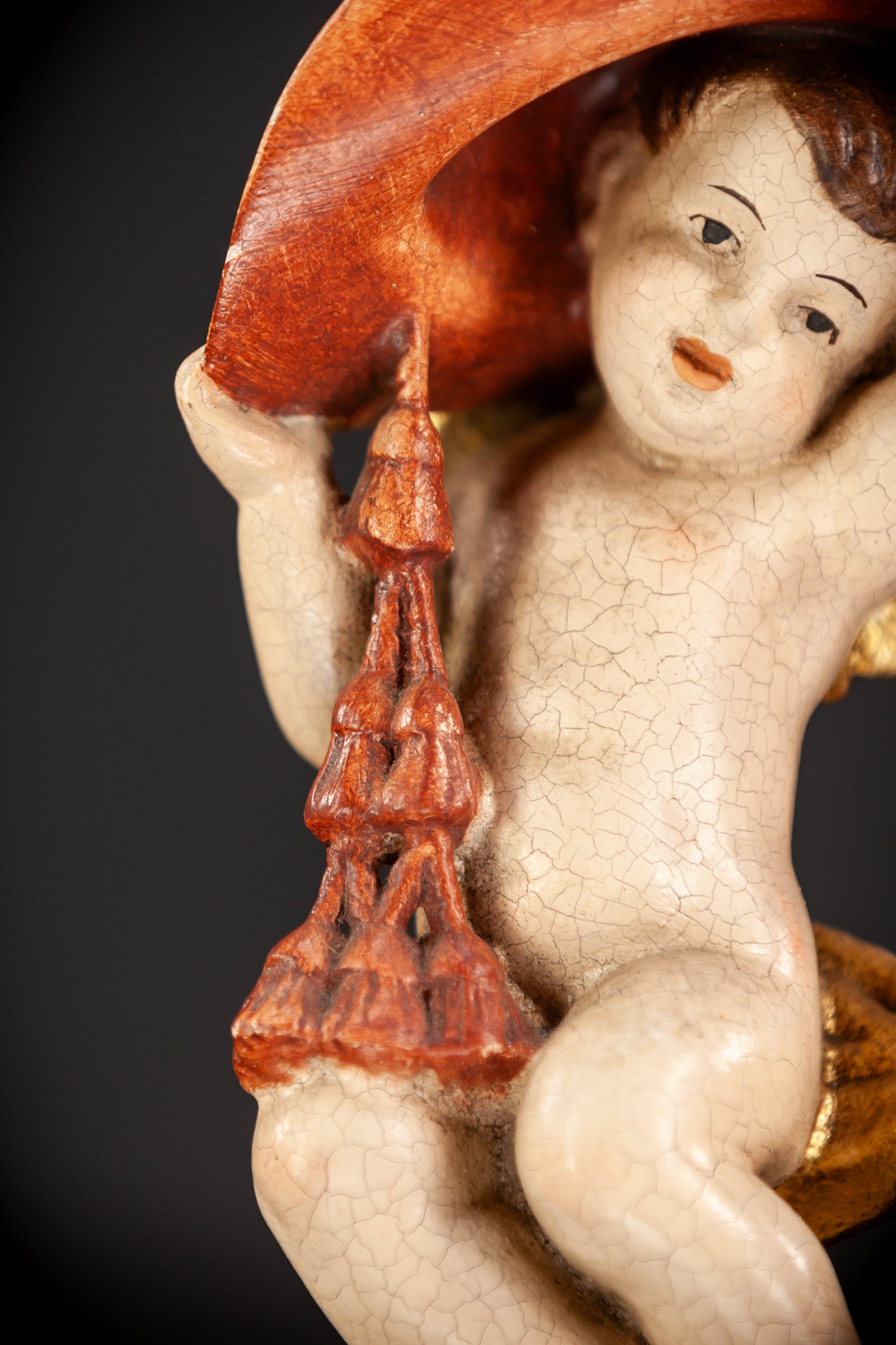 Angel Sculpture | Italian Wooden Cherub | 7.3"