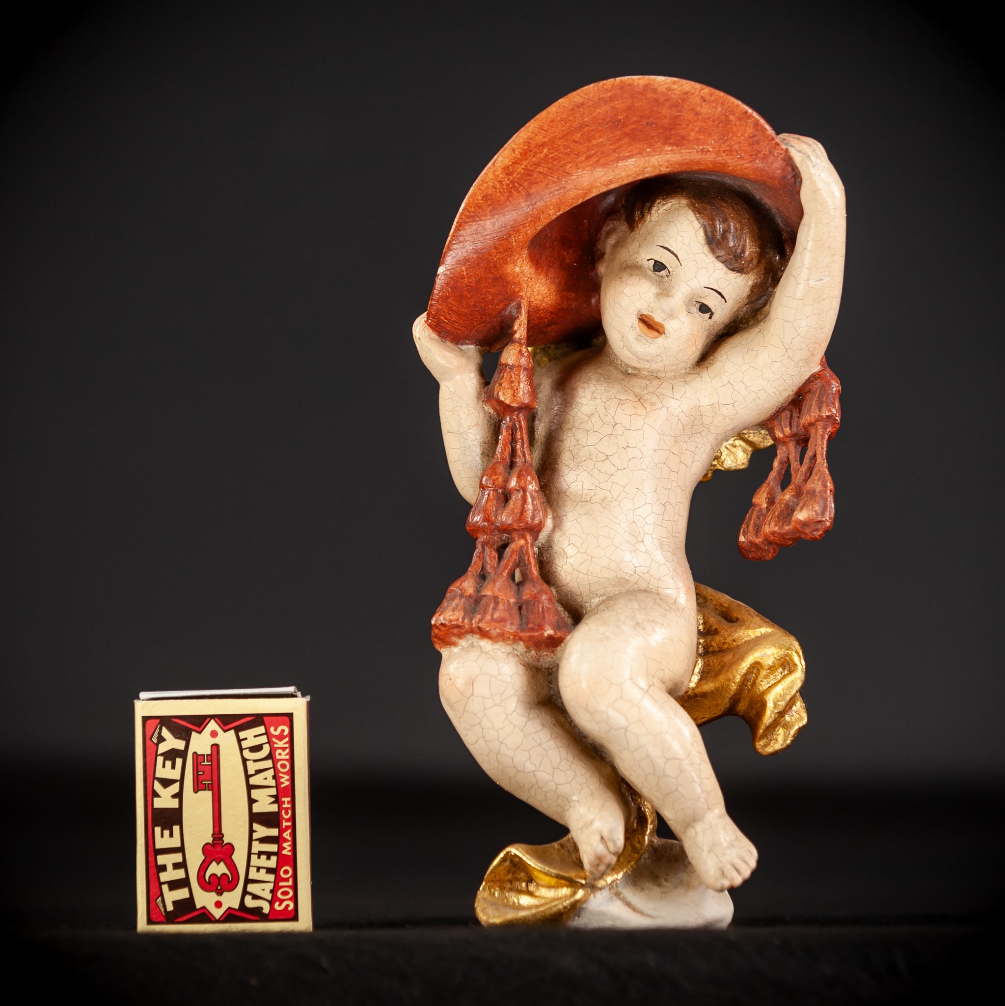 Angel Sculpture | Italian Wooden Cherub | 7.3"
