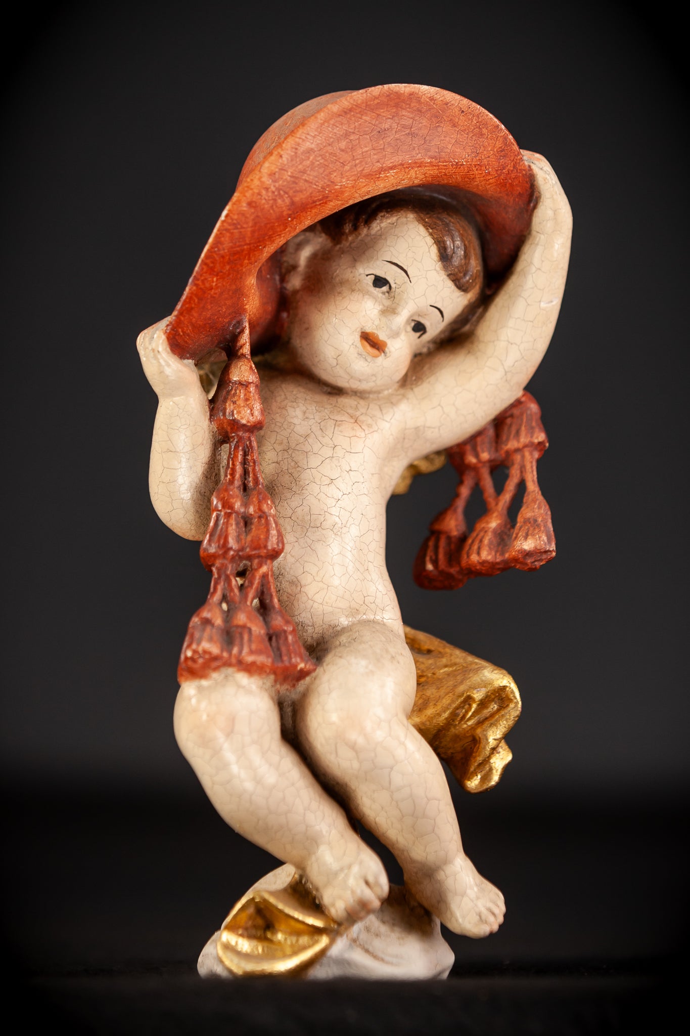 Angel Sculpture | Italian Wooden Cherub | 7.3"