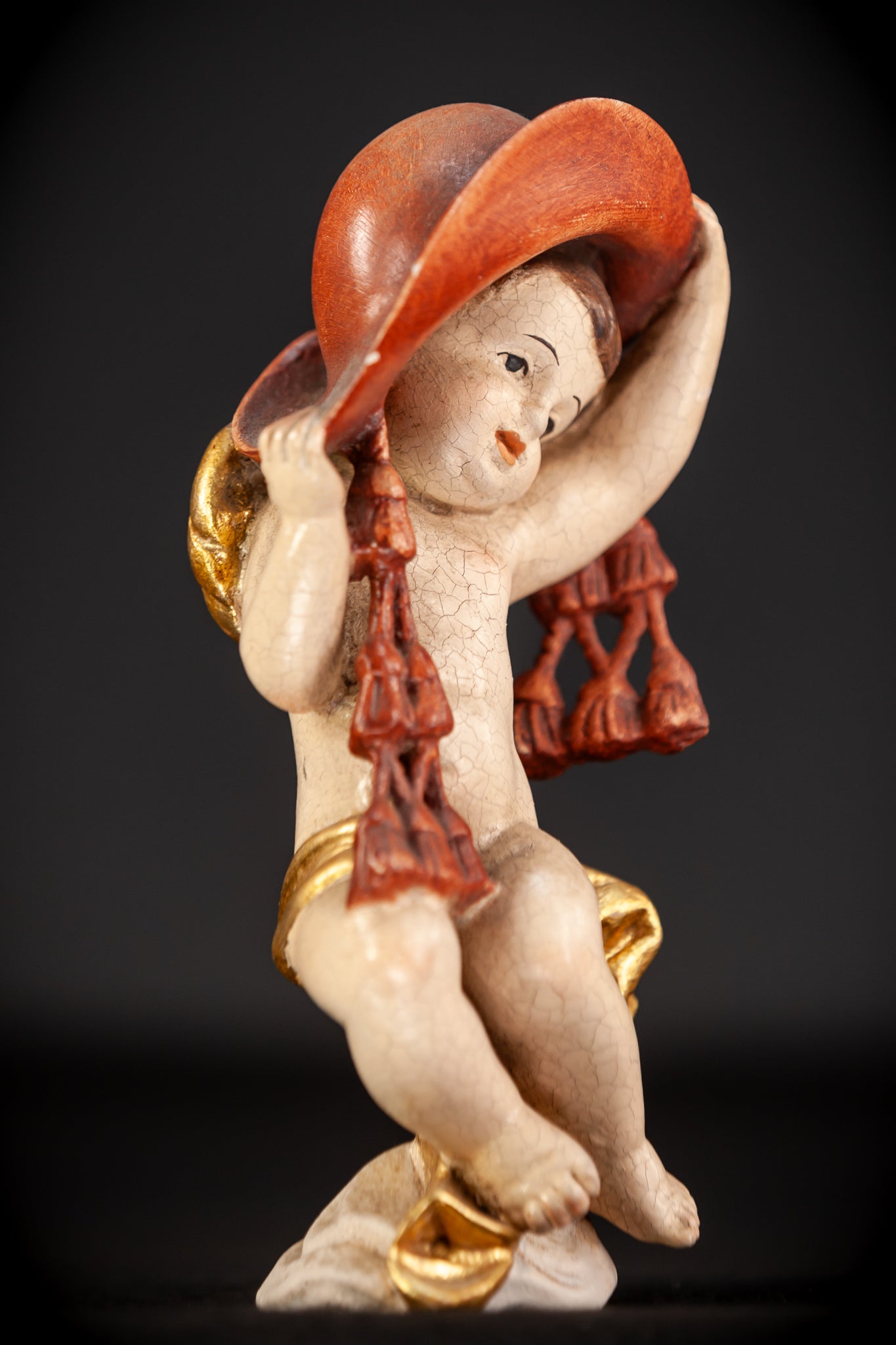 Angel Sculpture | Italian Wooden Cherub | 7.3"