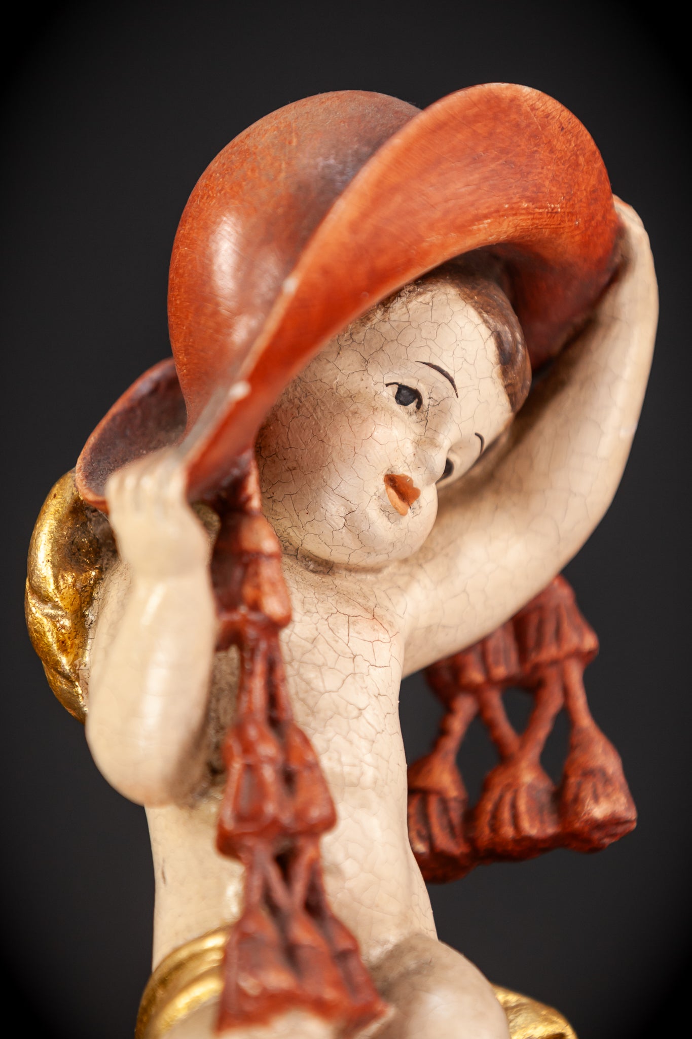 Angel Sculpture | Italian Wooden Cherub | 7.3"