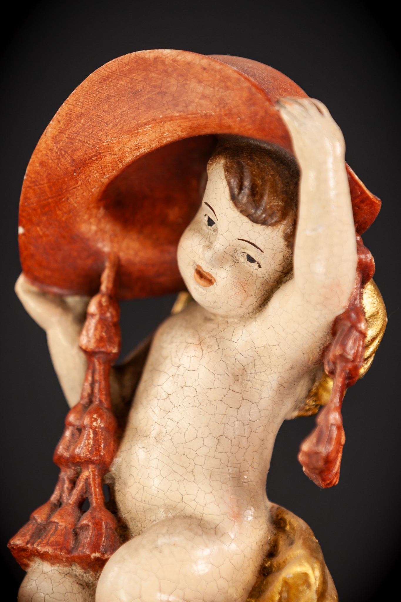 Angel Sculpture | Italian Wooden Cherub | 7.3"