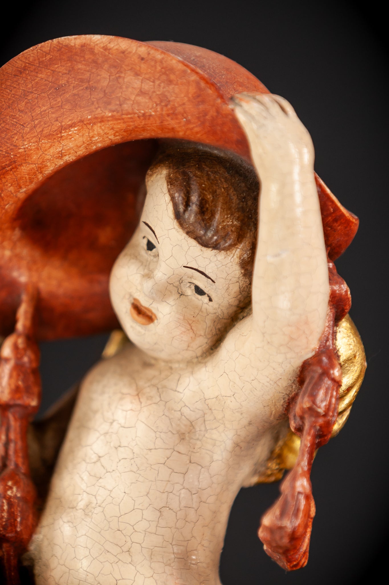 Angel Sculpture | Italian Wooden Cherub | 7.3"