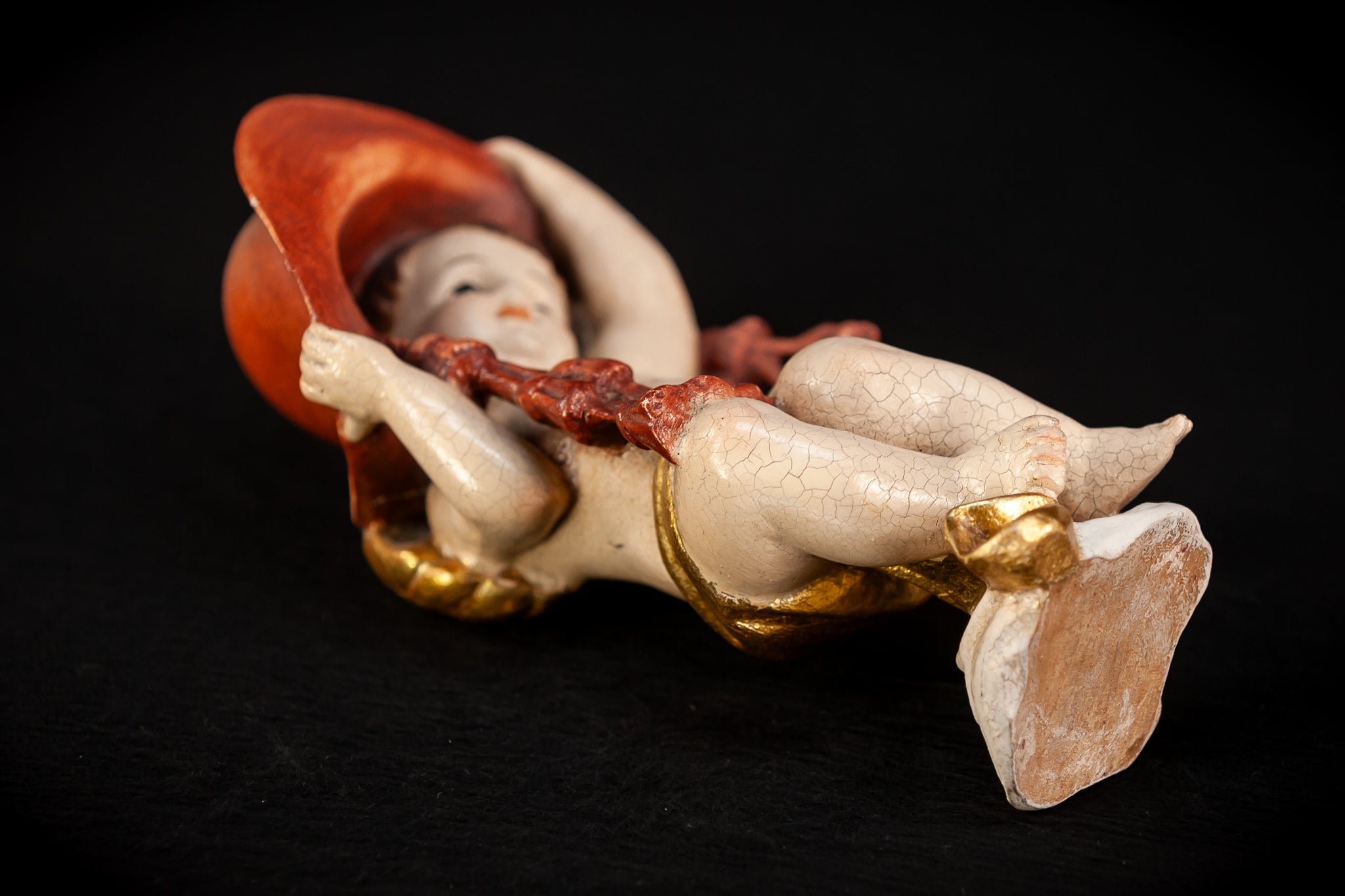 Angel Sculpture | Italian Wooden Cherub | 7.3"