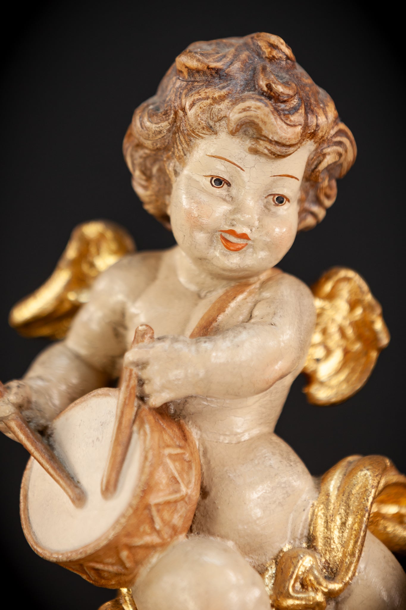 Wood Carving Angel Statue | Vintage 6.7" / 17 cm