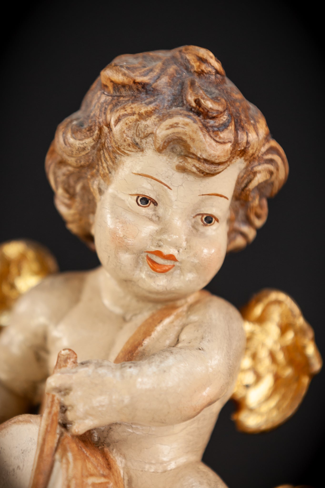 Wood Carving Angel Statue | Vintage 6.7" / 17 cm