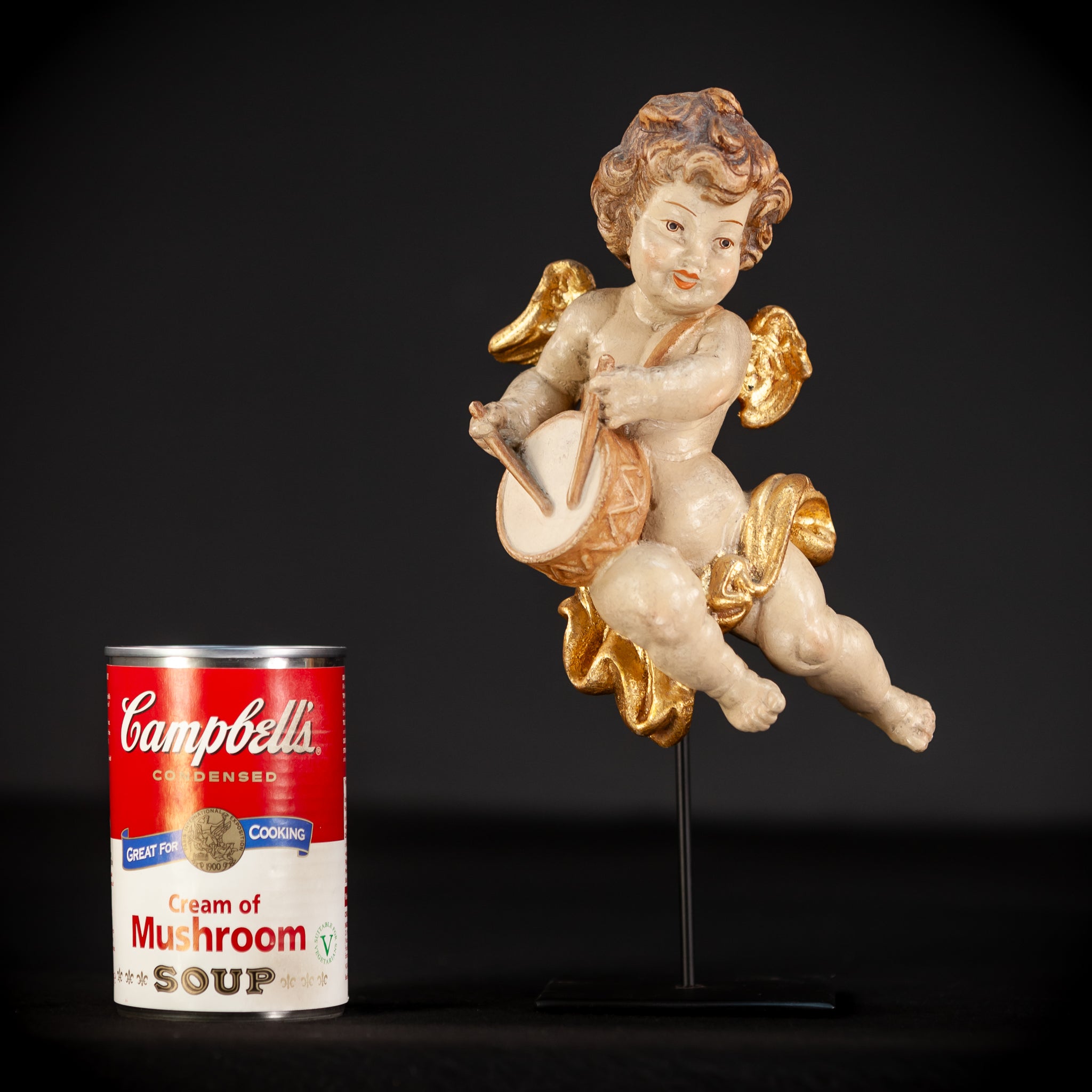 Wood Carving Angel Statue | Vintage 6.7" / 17 cm