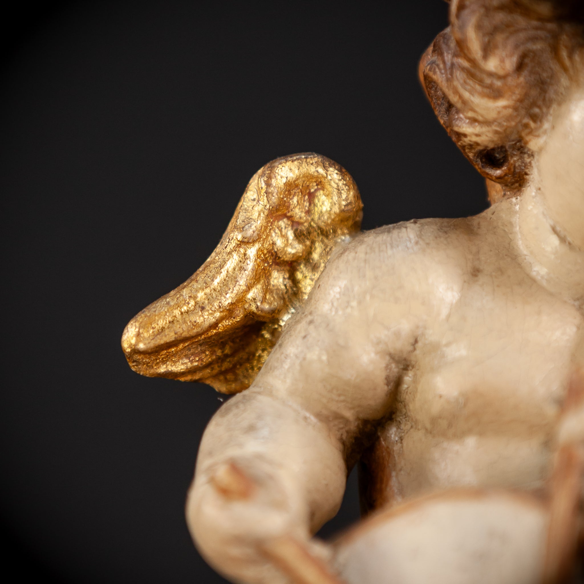 Wood Carving Angel Statue | Vintage 6.7" / 17 cm
